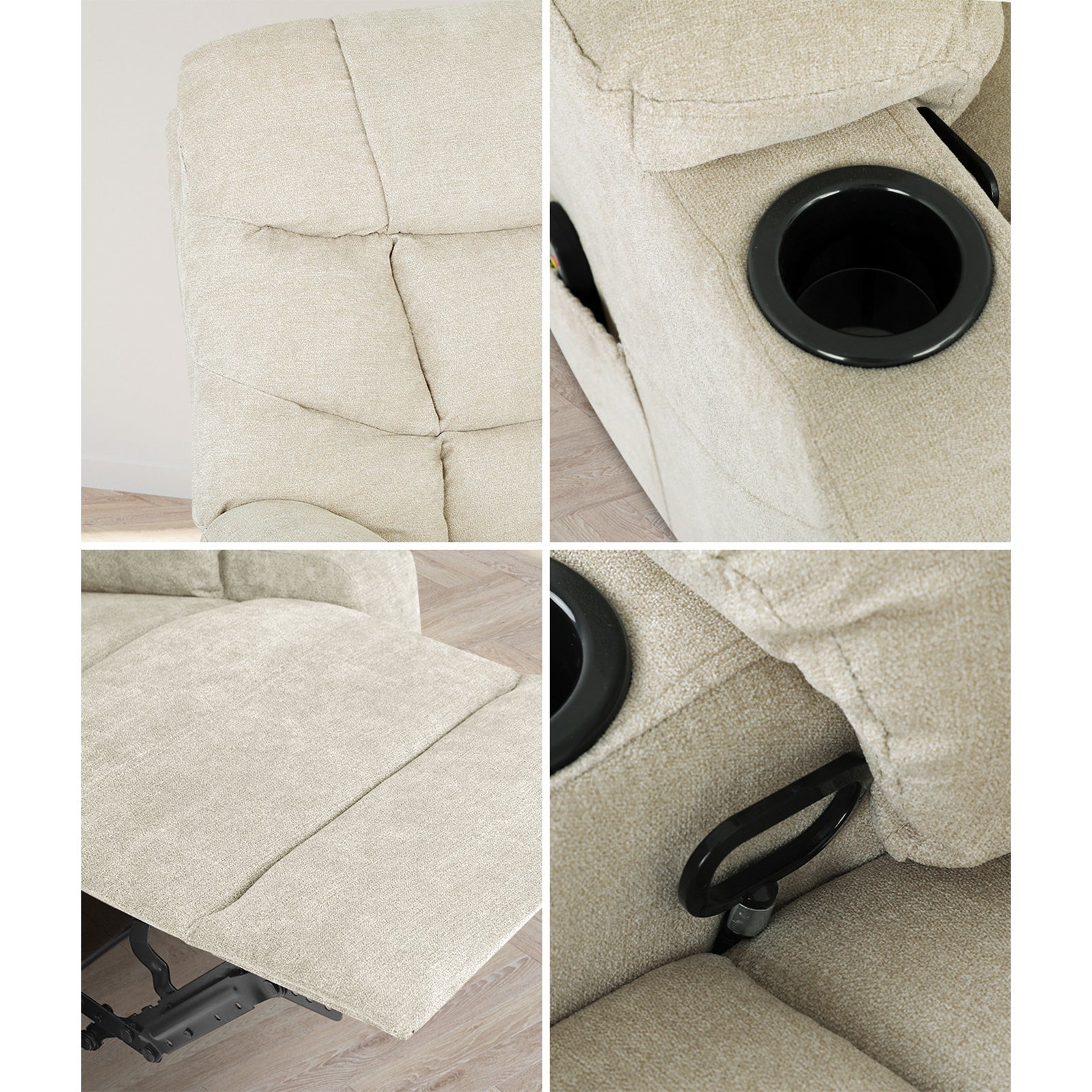 Oikiture Recliner Chair Electric Massage Chair Lounge Heated Polyester