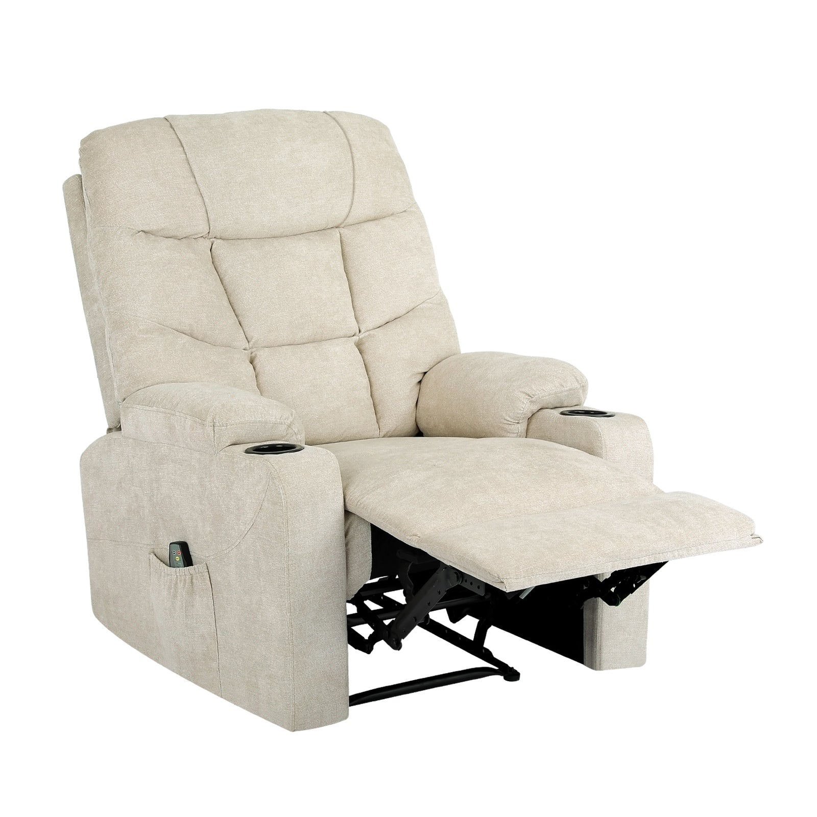 Oikiture Recliner Chair Electric Massage Chair Lounge Heated Polyester