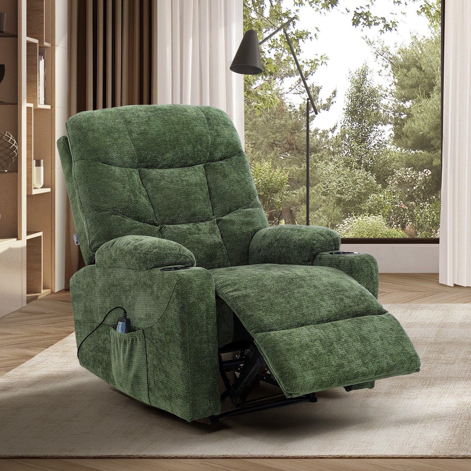 Oikiture Recliner Chair Electric Massage Chair Lounge Heated Polyester