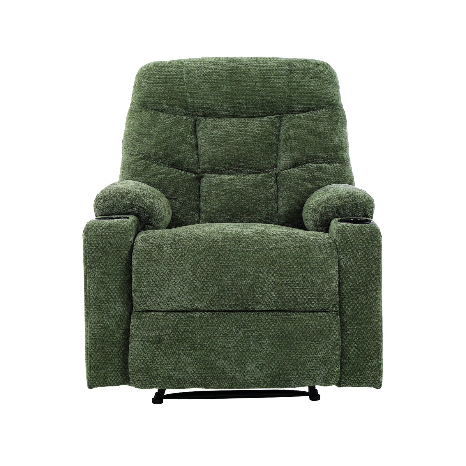 Oikiture Recliner Chair Electric Massage Chair Lounge Heated Polyester Green