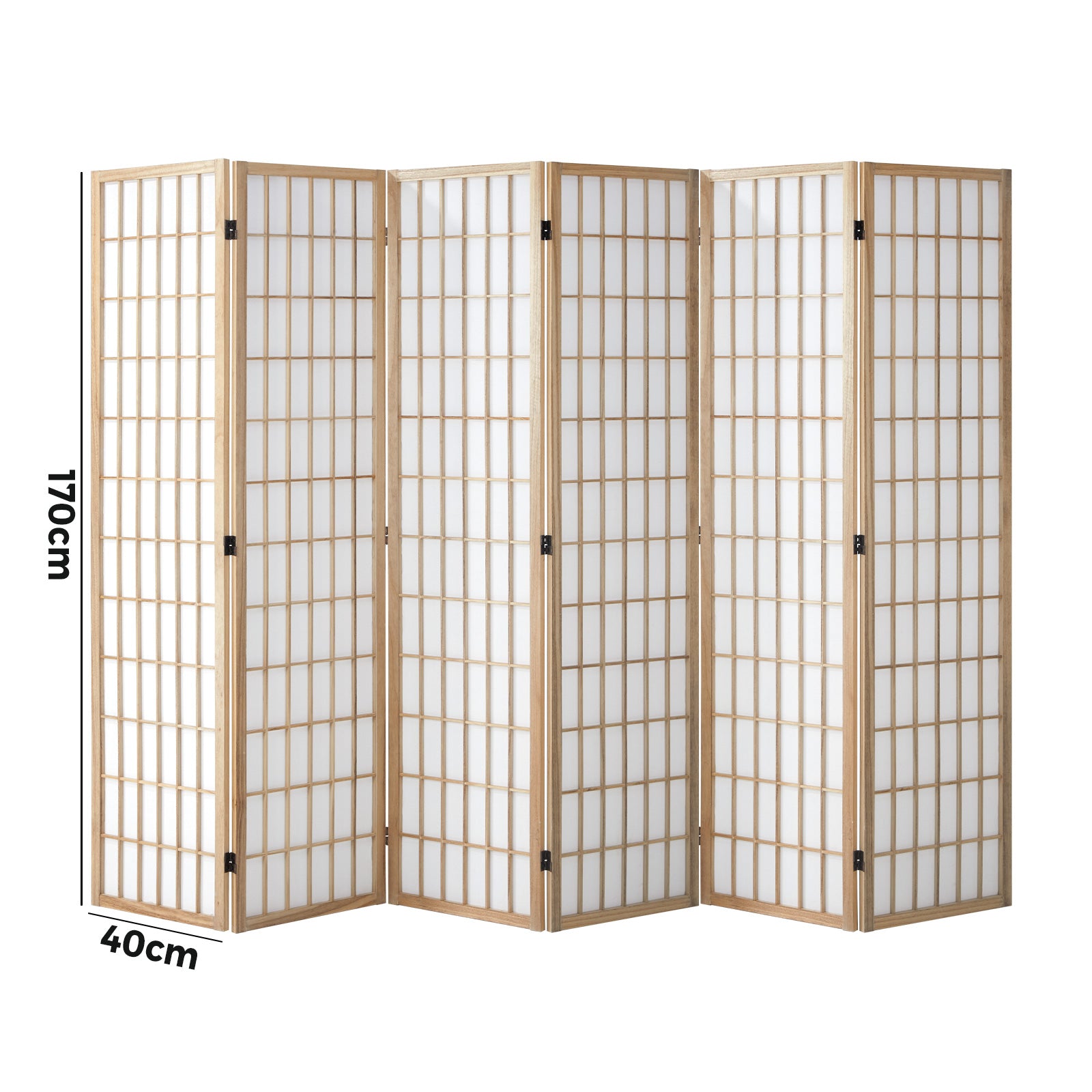 Oikiture 6 Panel Room Divider Privacy Screen Partition Timber Farbic Natural - Sunyee