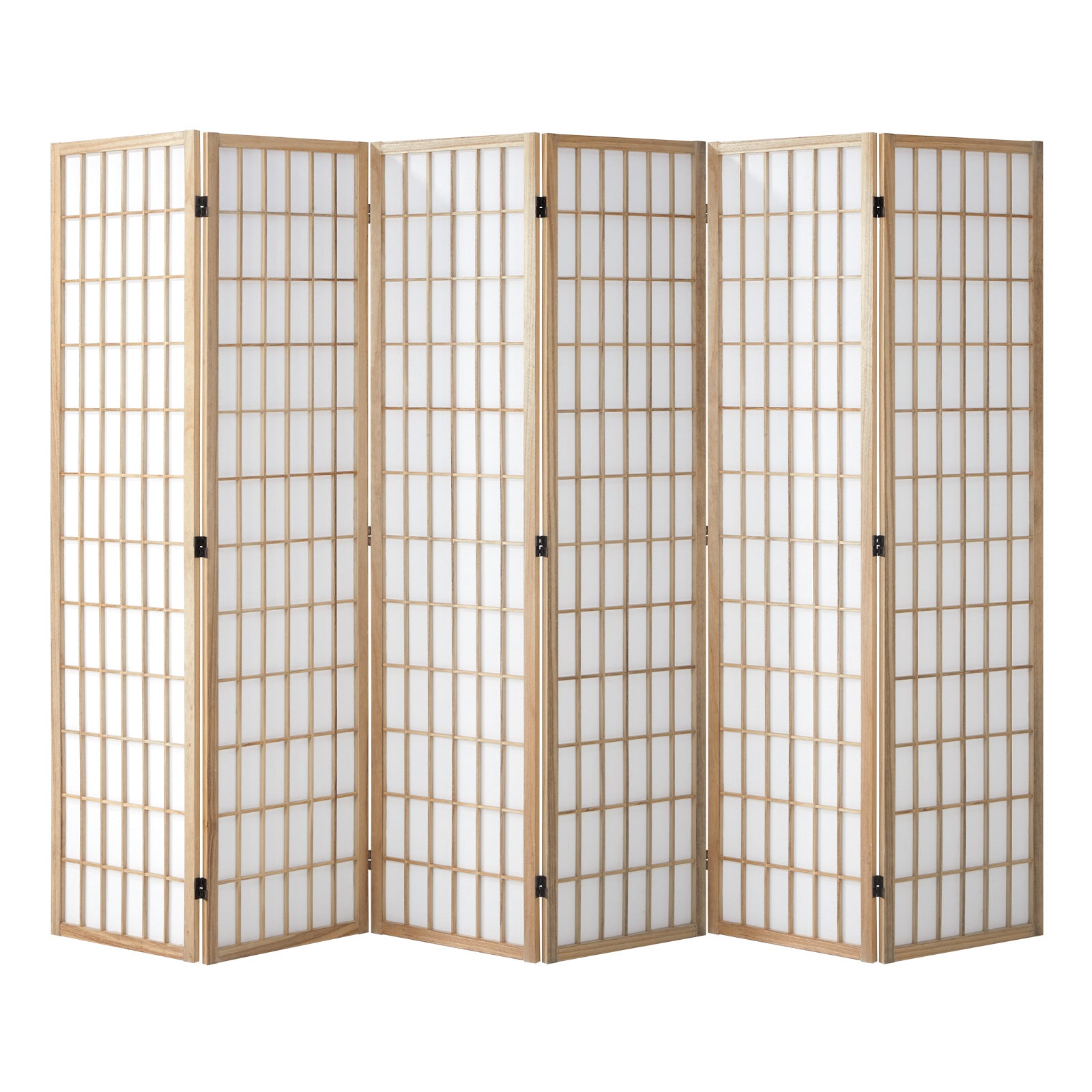 Oikiture 6/8 Panel Room Divider Privacy Screen Partition Timber Farbic Natural - Sunyee