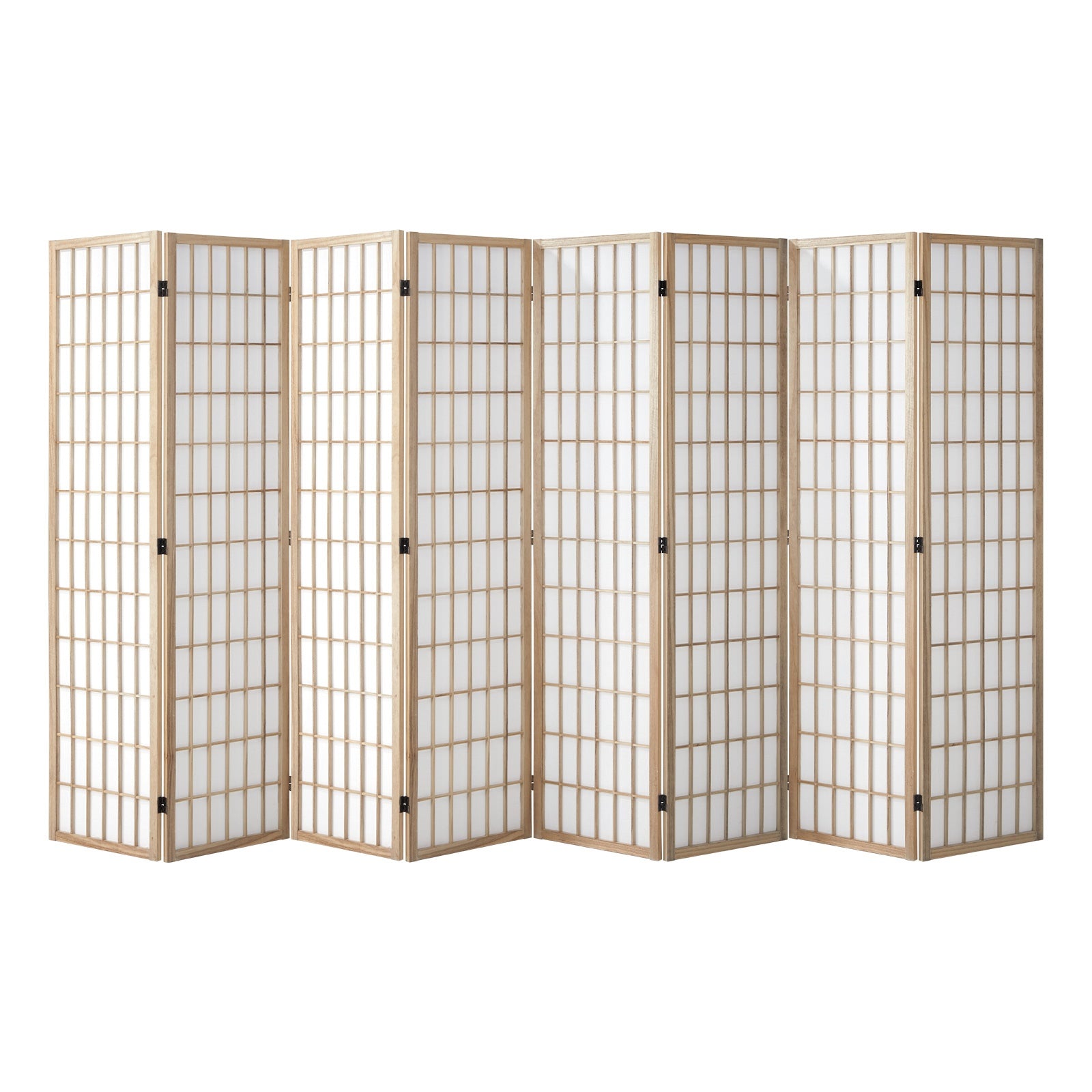 Oikiture 6/8 Panel Room Divider Privacy Screen Partition Timber Farbic Natural - Sunyee