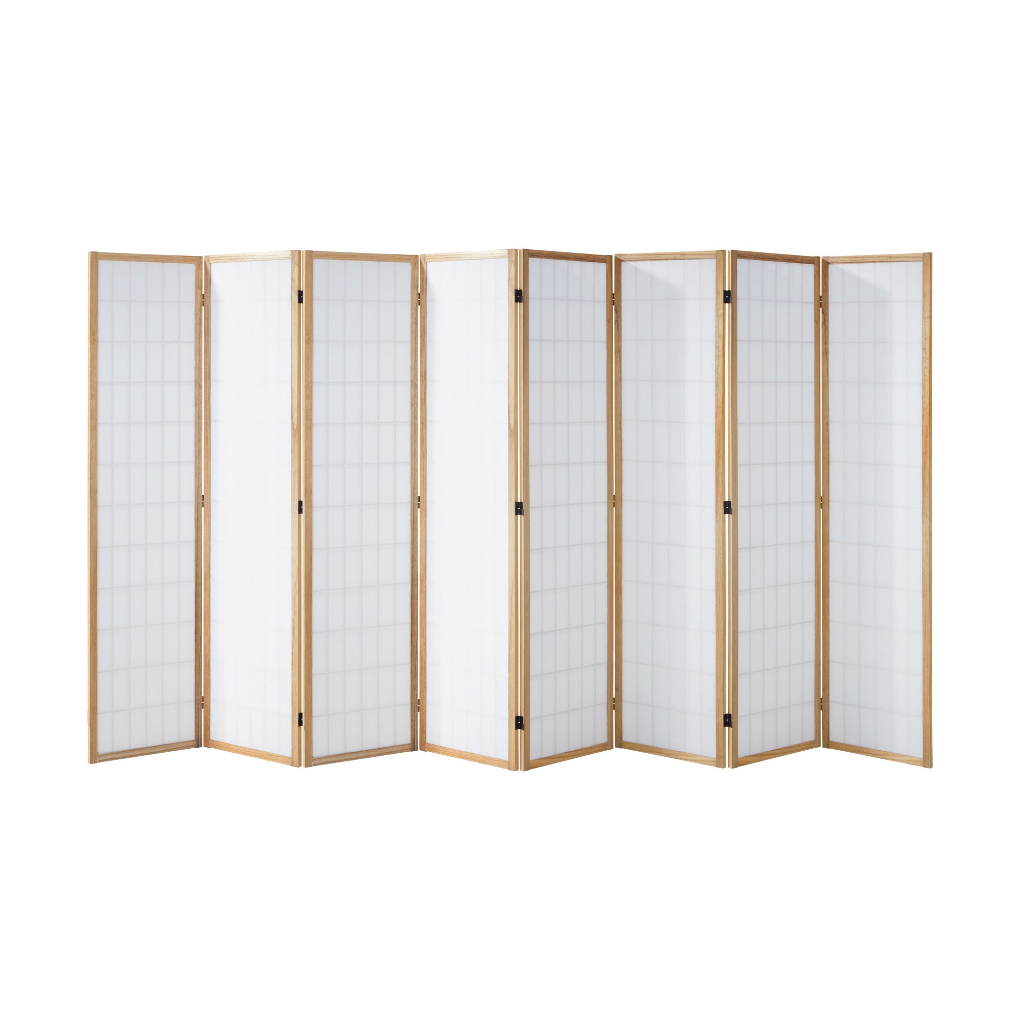 Oikiture 8 Panel Room Divider Privacy Screen Partition Timber Farbic Natural - Sunyee