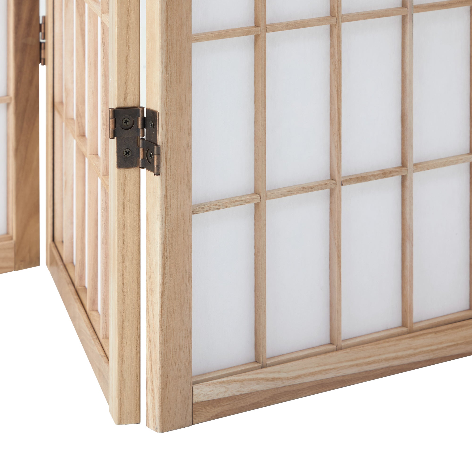 Oikiture 8 Panel Room Divider Privacy Screen Partition Timber Farbic Natural - Sunyee