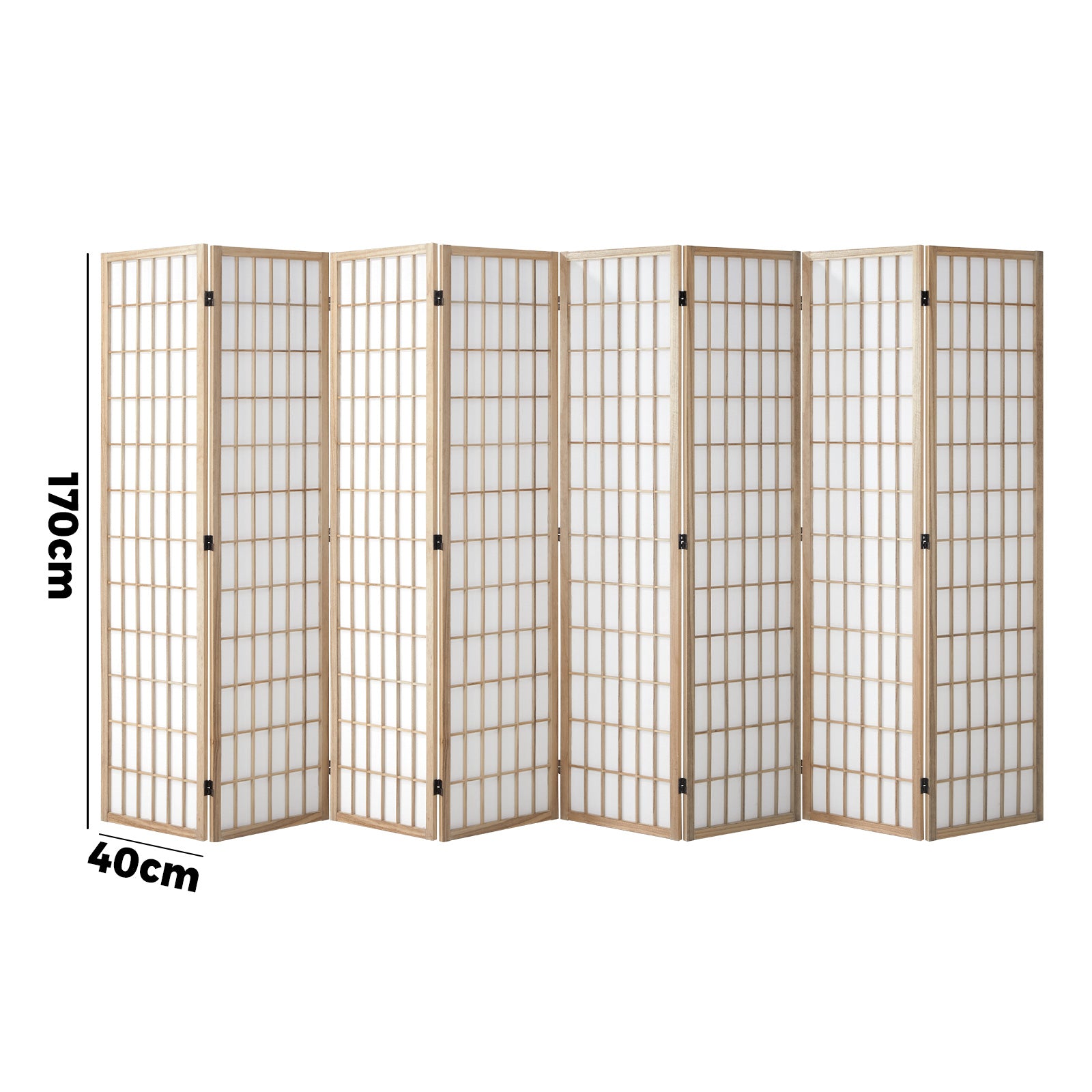 Oikiture 8 Panel Room Divider Privacy Screen Partition Timber Farbic Natural - Sunyee