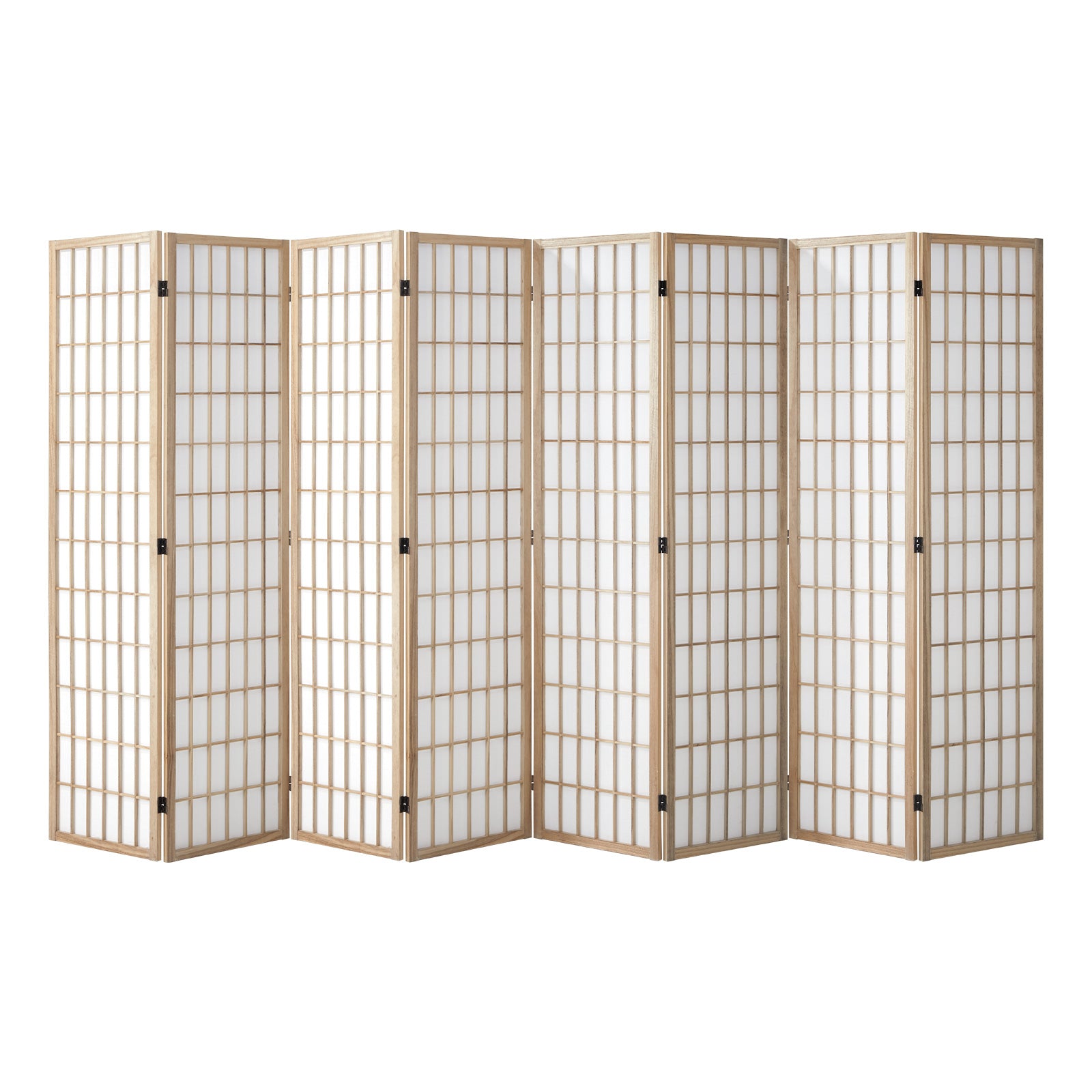 Oikiture 8 Panel Room Divider Privacy Screen Partition Timber Farbic Natural - Sunyee