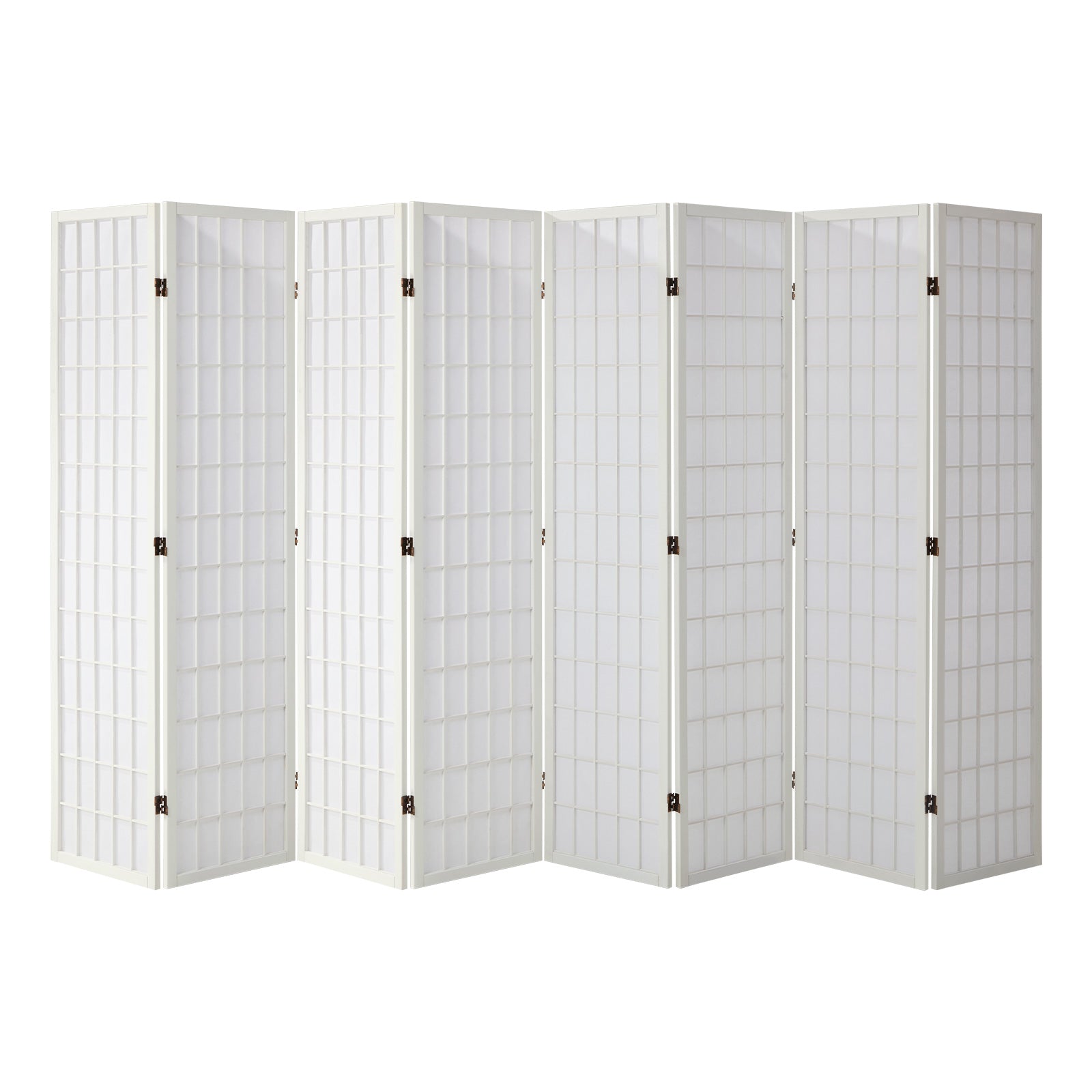 Oikiture 8 Panel Room Divider Privacy Screen Partition Timber Farbic White - Sunyee