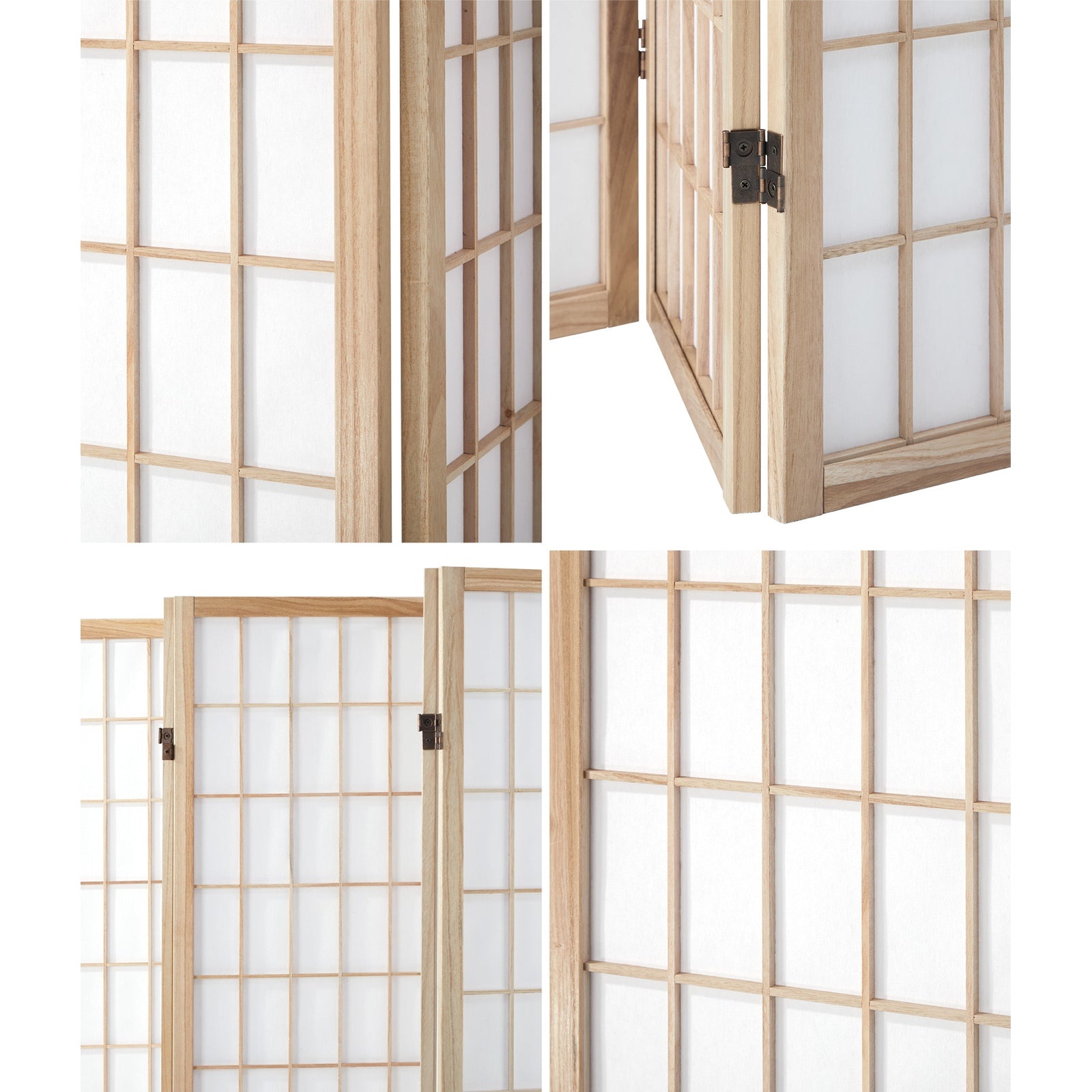 Oikiture 6/8 Panel Room Divider Privacy Screen Partition Timber Farbic Natural - Sunyee