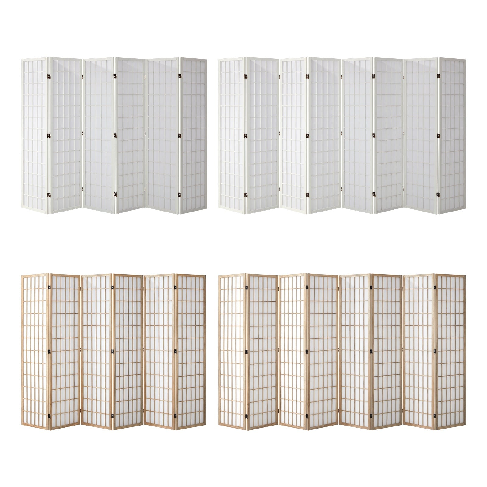 Oikiture 6/8 Panel Room Divider Privacy Screen Partition Timber Farbic Natural - Sunyee
