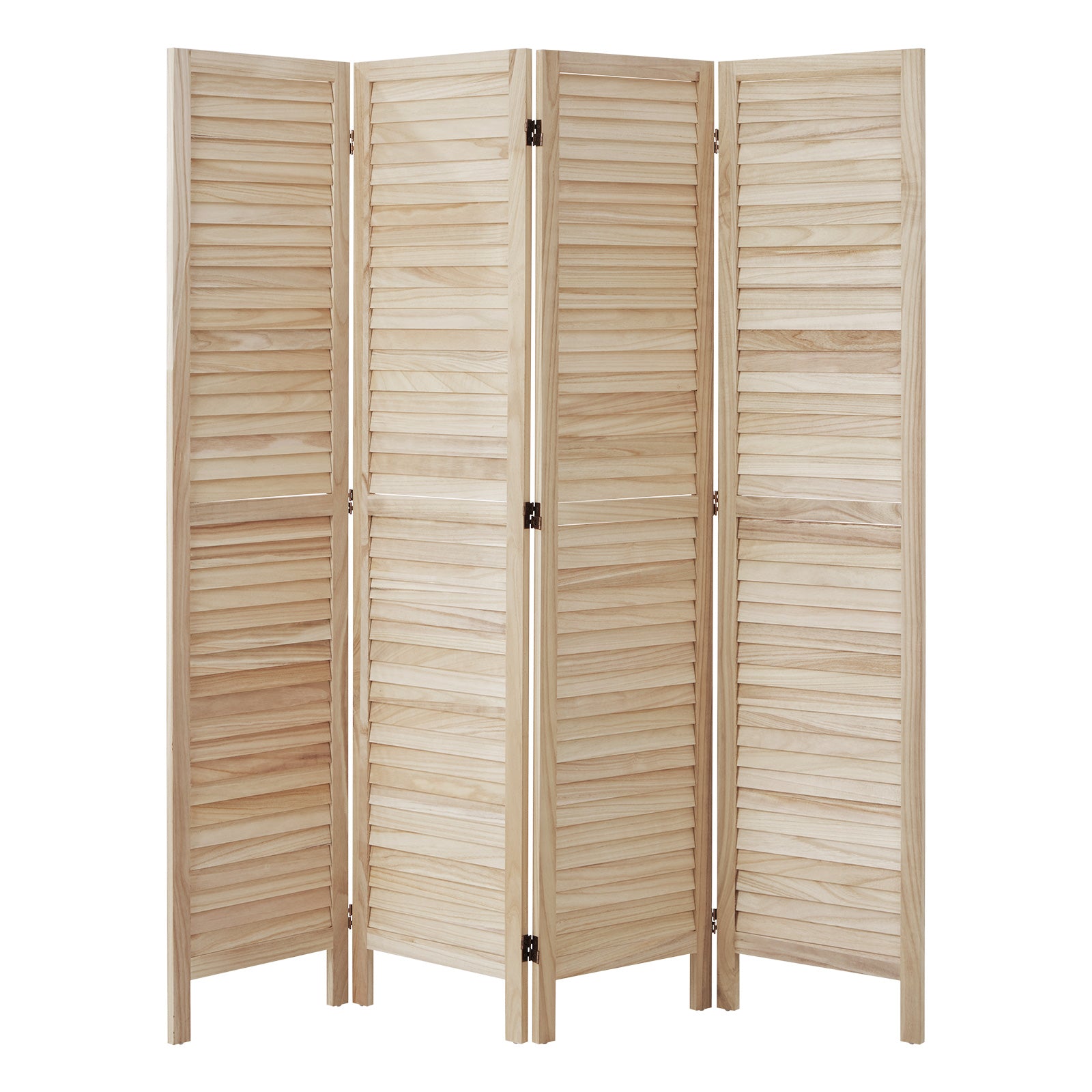 Oikiture 4 Panel Room Divider Privacy Screen Partition Timber Wooden Natural - Sunyee