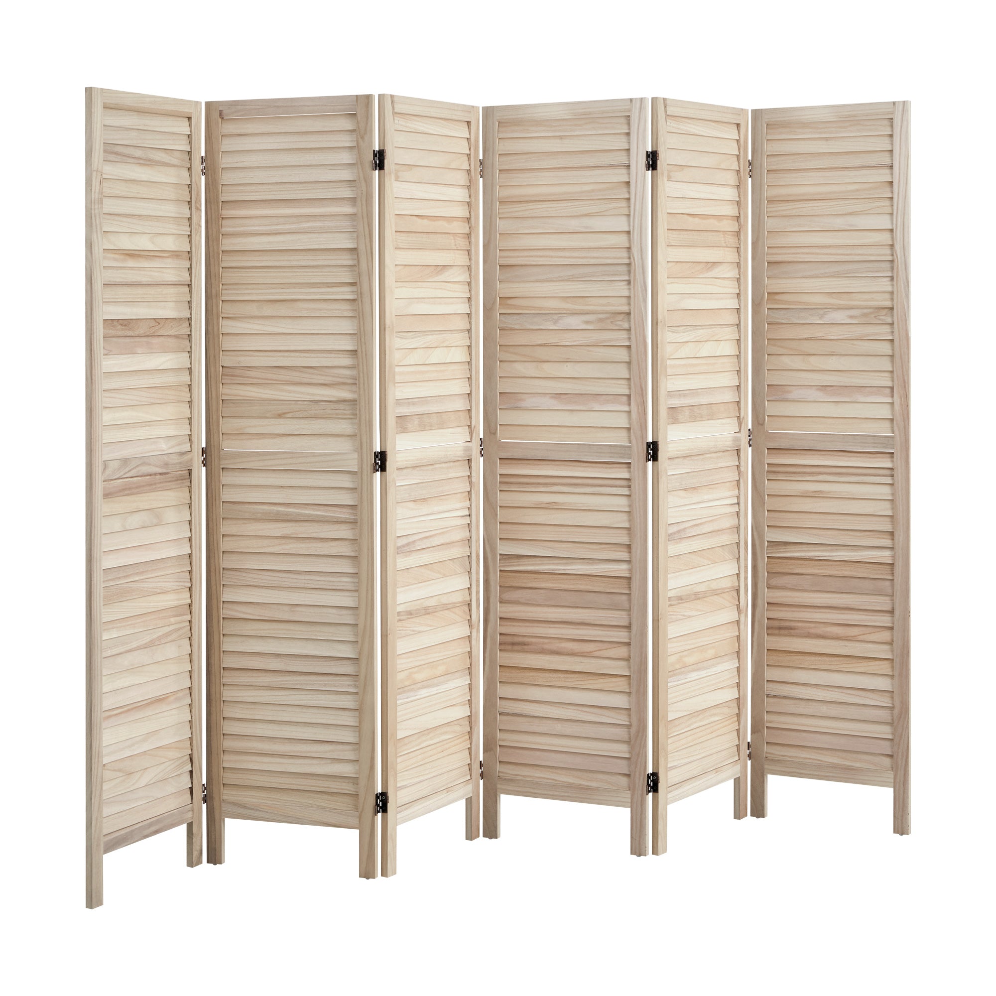 Oikiture 6 Panel Room Divider Privacy Screen Partition Timber Wooden Natural - Sunyee