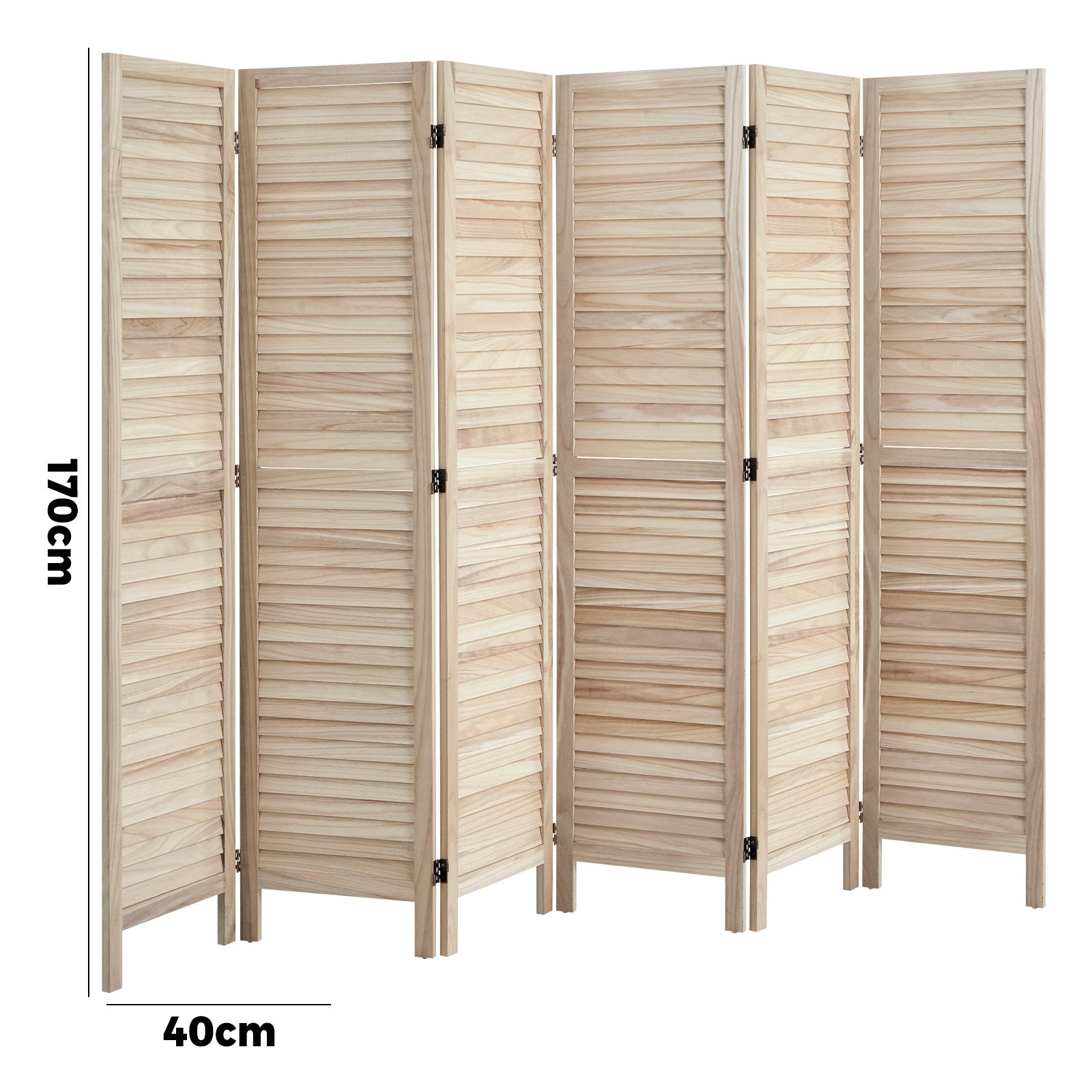 Oikiture 6 Panel Room Divider Privacy Screen Partition Timber Wooden Natural - Sunyee