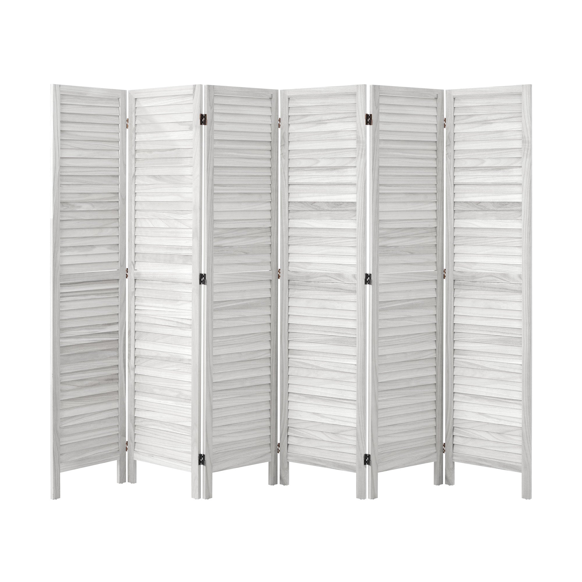Oikiture 6 Panel Room Divider Privacy Screen Partition Timber Wooden Fold White - Sunyee