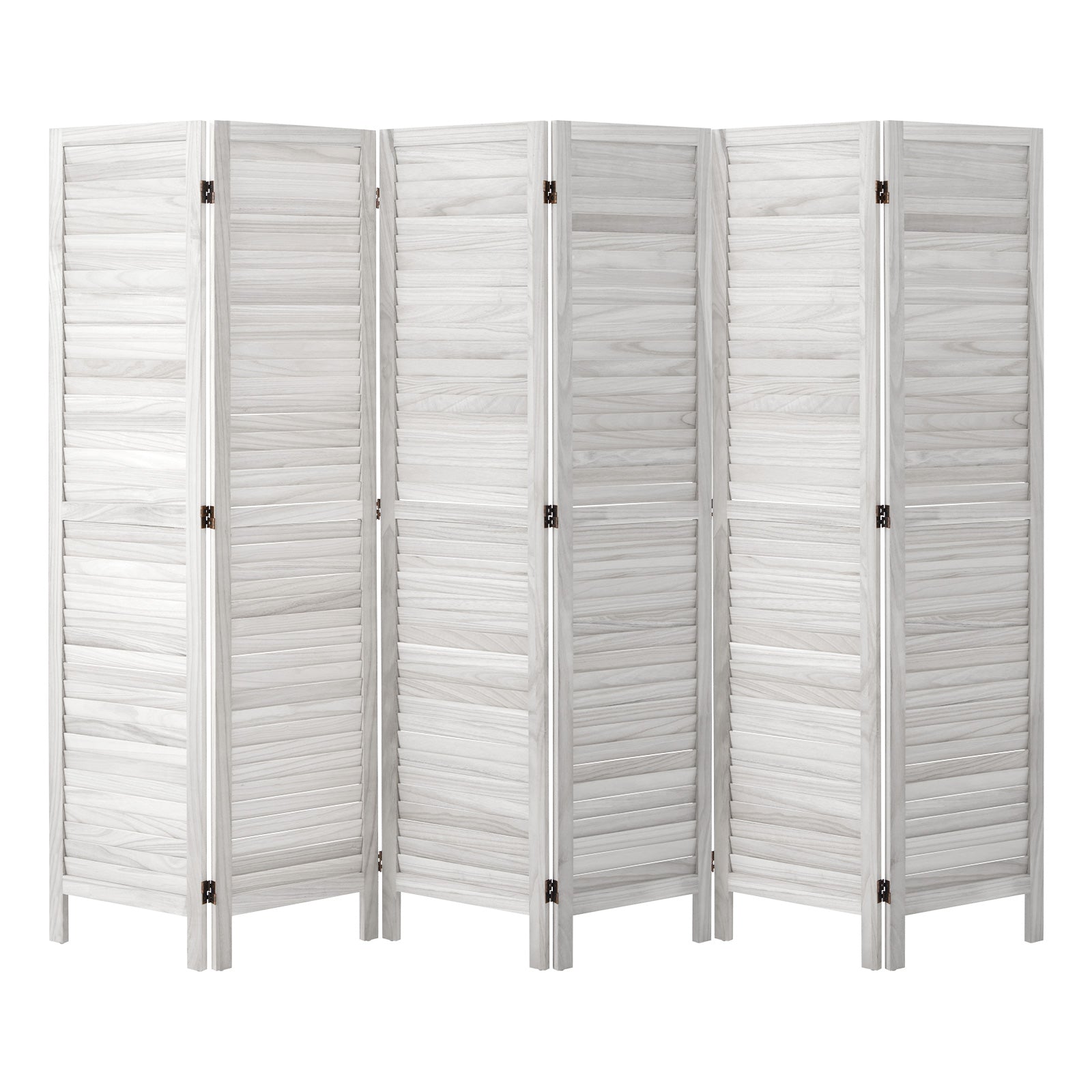 Oikiture 6 Panel Room Divider Privacy Screen Partition Timber Wooden Fold White - Sunyee