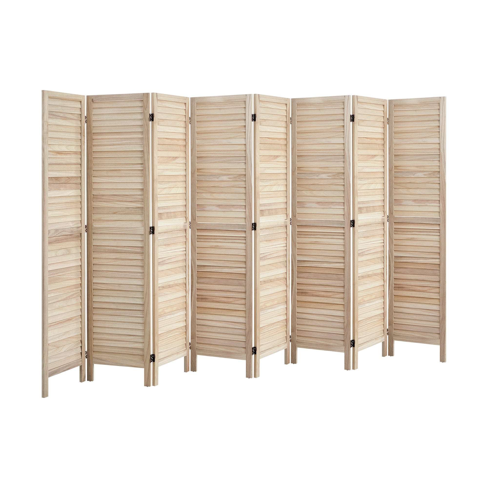 Oikiture 8 Panel Room Divider Privacy Screen Partition Timber Wooden Natural - Sunyee