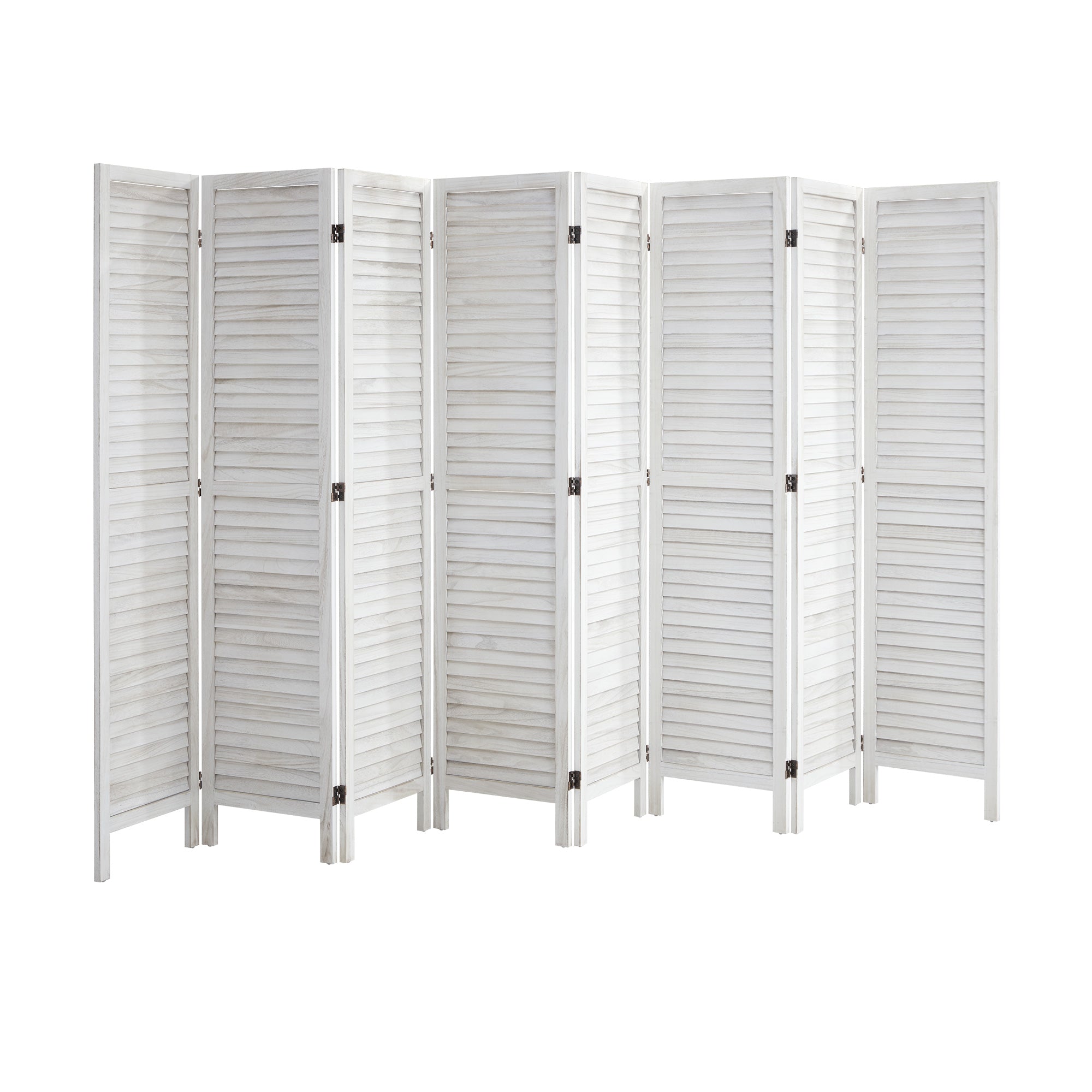 Oikiture 8 Panel Room Divider Privacy Screen Partition Timber Wooden Fold White - Sunyee
