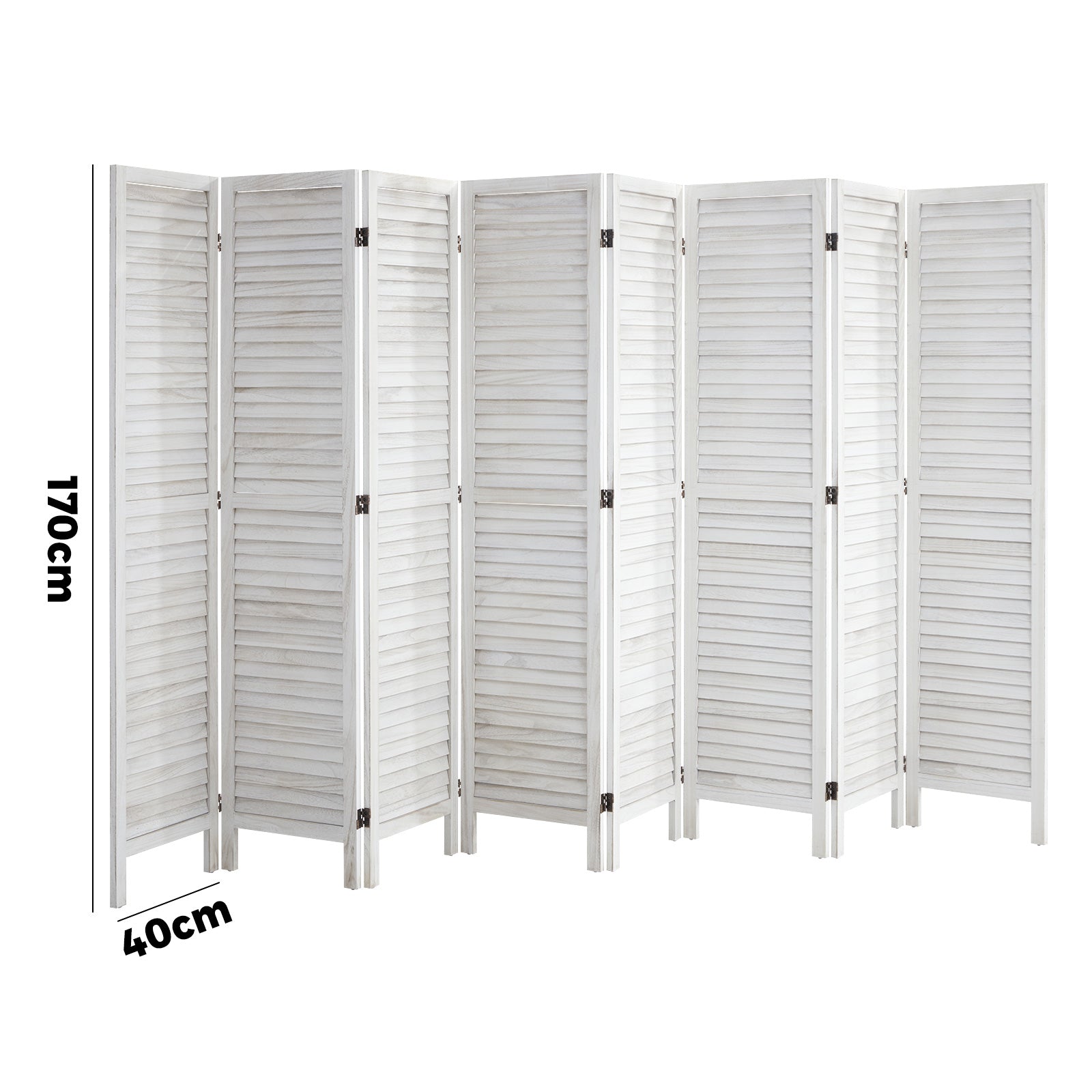 Oikiture 8 Panel Room Divider Privacy Screen Partition Timber Wooden Fold White - Sunyee