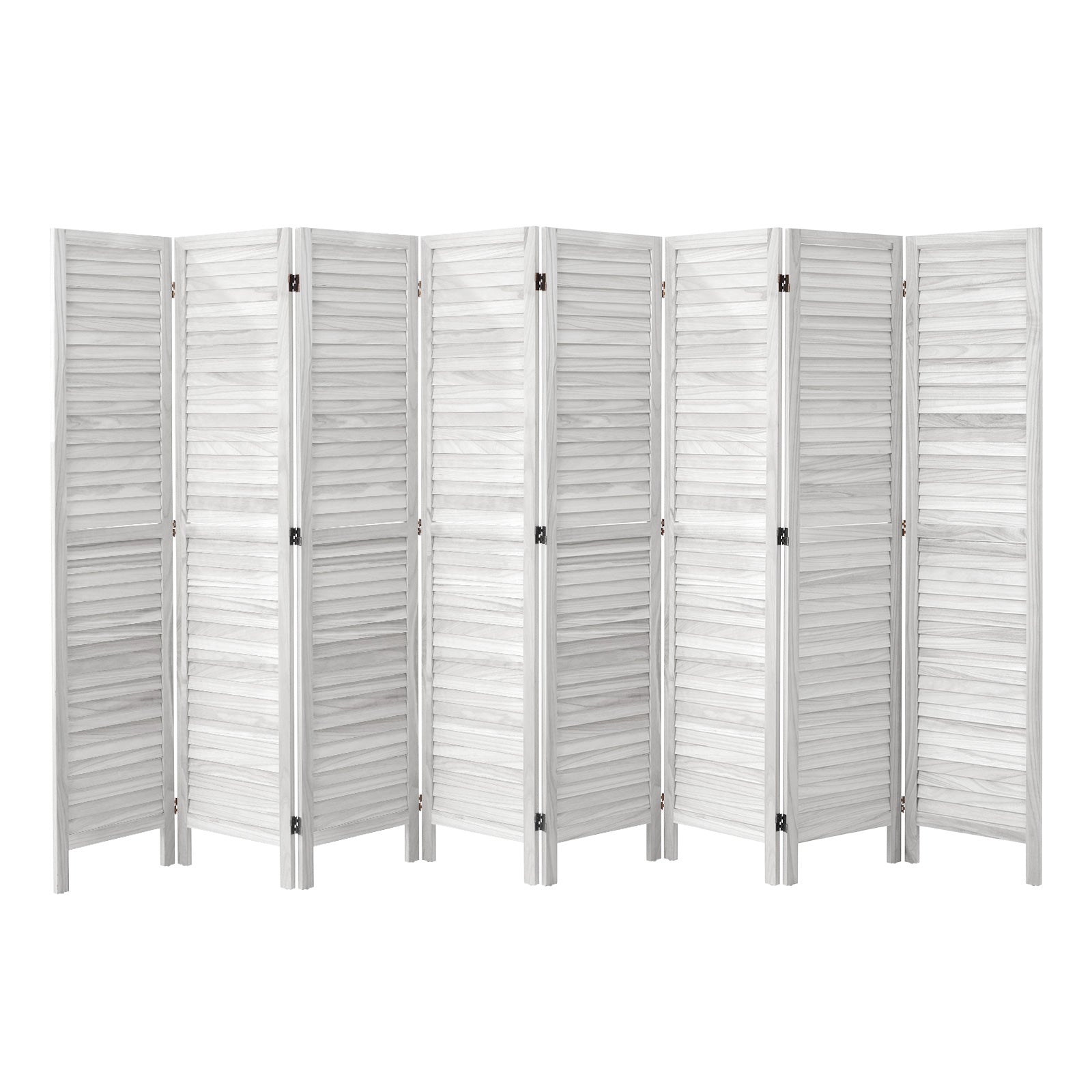 Oikiture 8 Panel Room Divider Privacy Screen Partition Timber Wooden Fold White - Sunyee