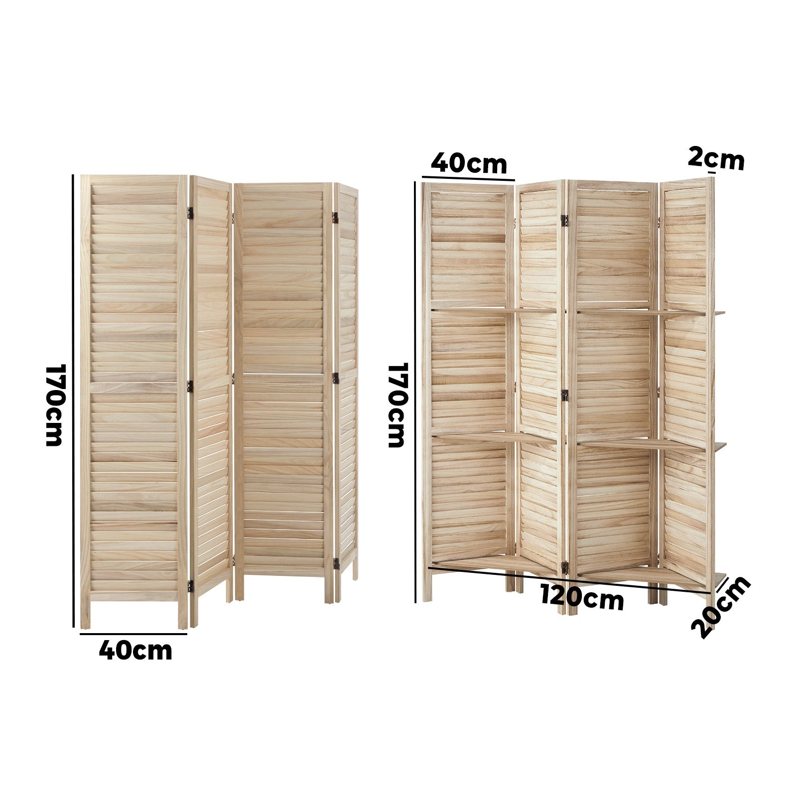 Oikiture 4/6/8 Panel Room Divider Privacy Screen Partition Timber Wooden Fold - Sunyee