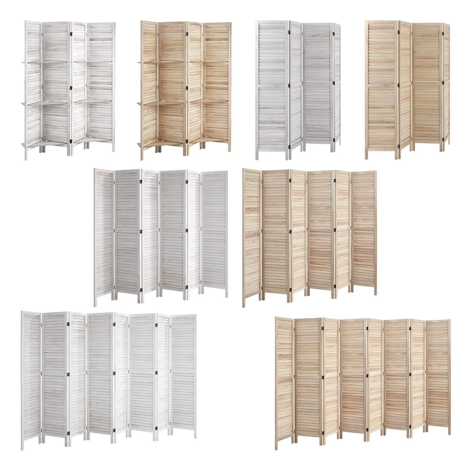 Oikiture 4/6/8 Panel Room Divider Privacy Screen Partition Timber Wooden Fold - Sunyee
