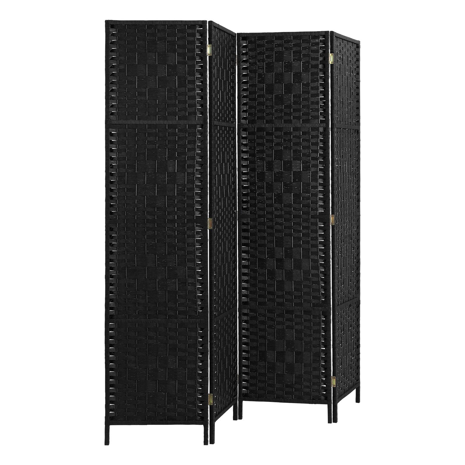 Oikiture 4 Panel Room Divider Screen Privacy Dividers Woven Wood Folding Black - Sunyee
