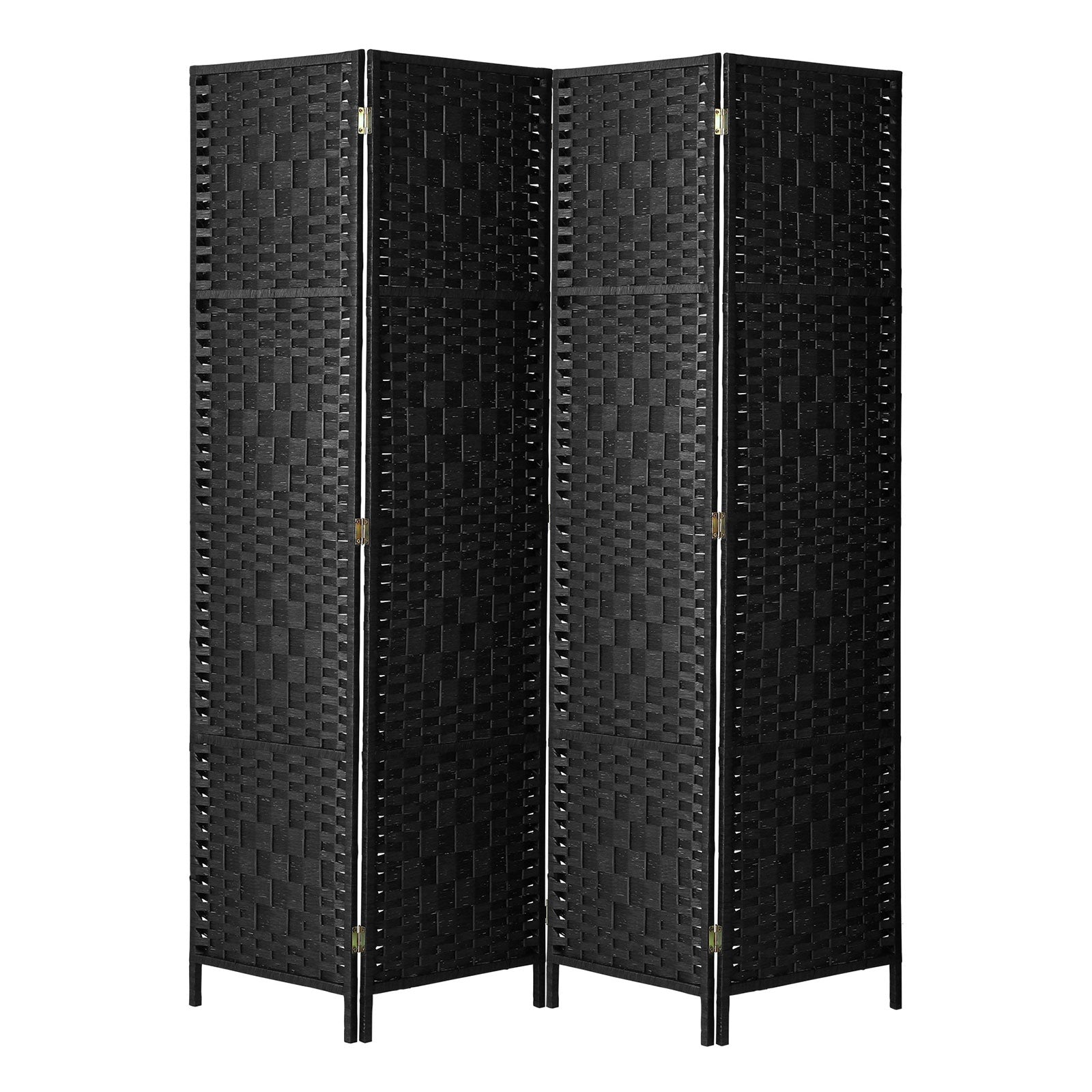Oikiture 4 Panel Room Divider Screen Privacy Dividers Woven Wood Folding Black - Sunyee