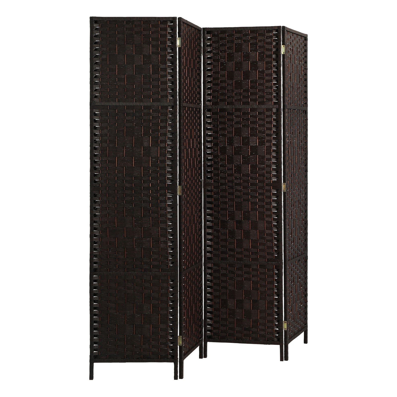Oikiture 4 Panel Room Divider Screen Privacy Dividers Woven Wood Folding Brown - Sunyee