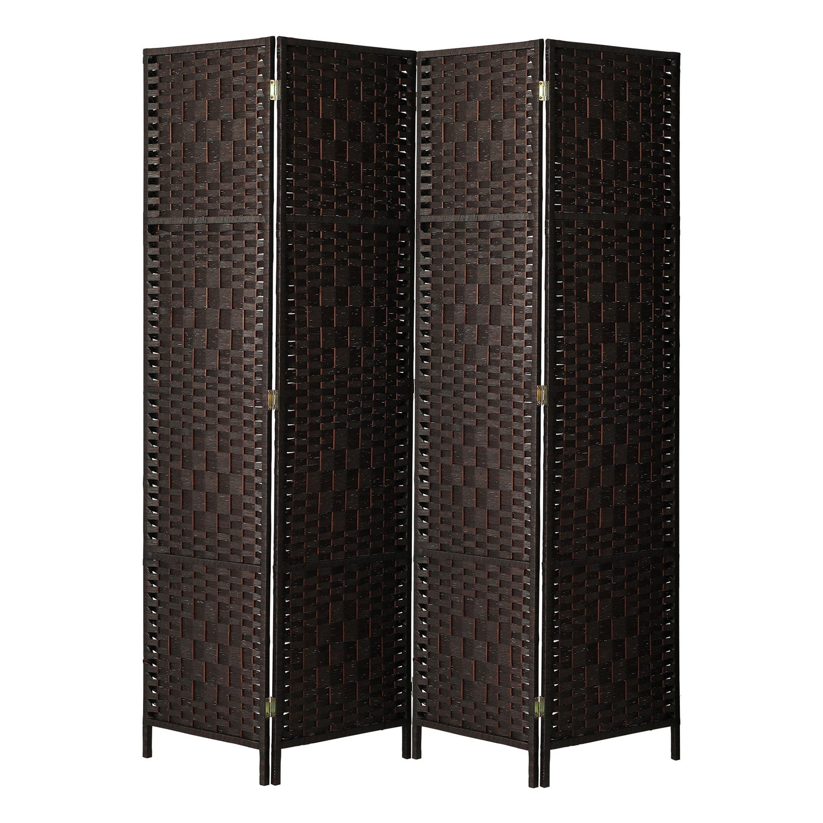 Oikiture 4 Panel Room Divider Screen Privacy Dividers Woven Wood Folding Brown - Sunyee