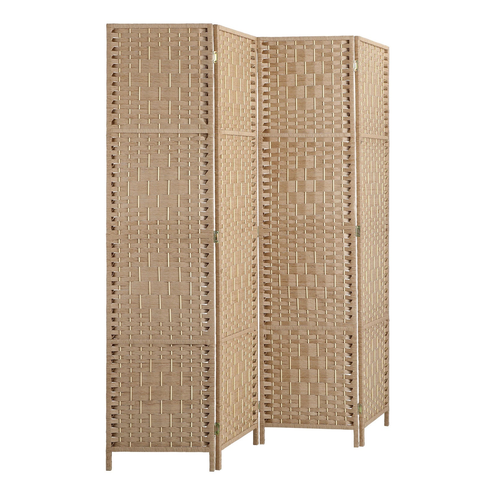 Oikiture 4 Panel Room Divider Privacy Screen Dividers Woven Wood Fold Stand - Sunyee