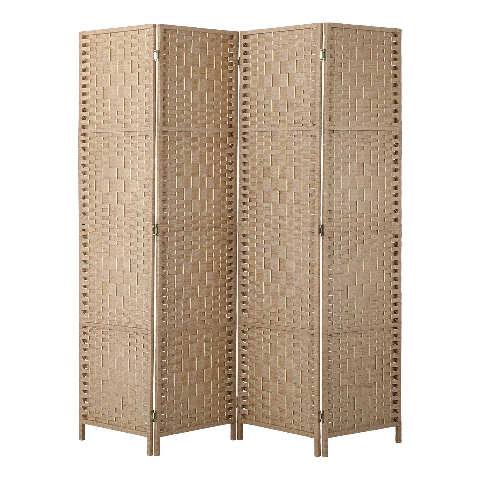 Oikiture 4 Panel Room Divider Privacy Screen Dividers Woven Wood Fold Stand - Sunyee