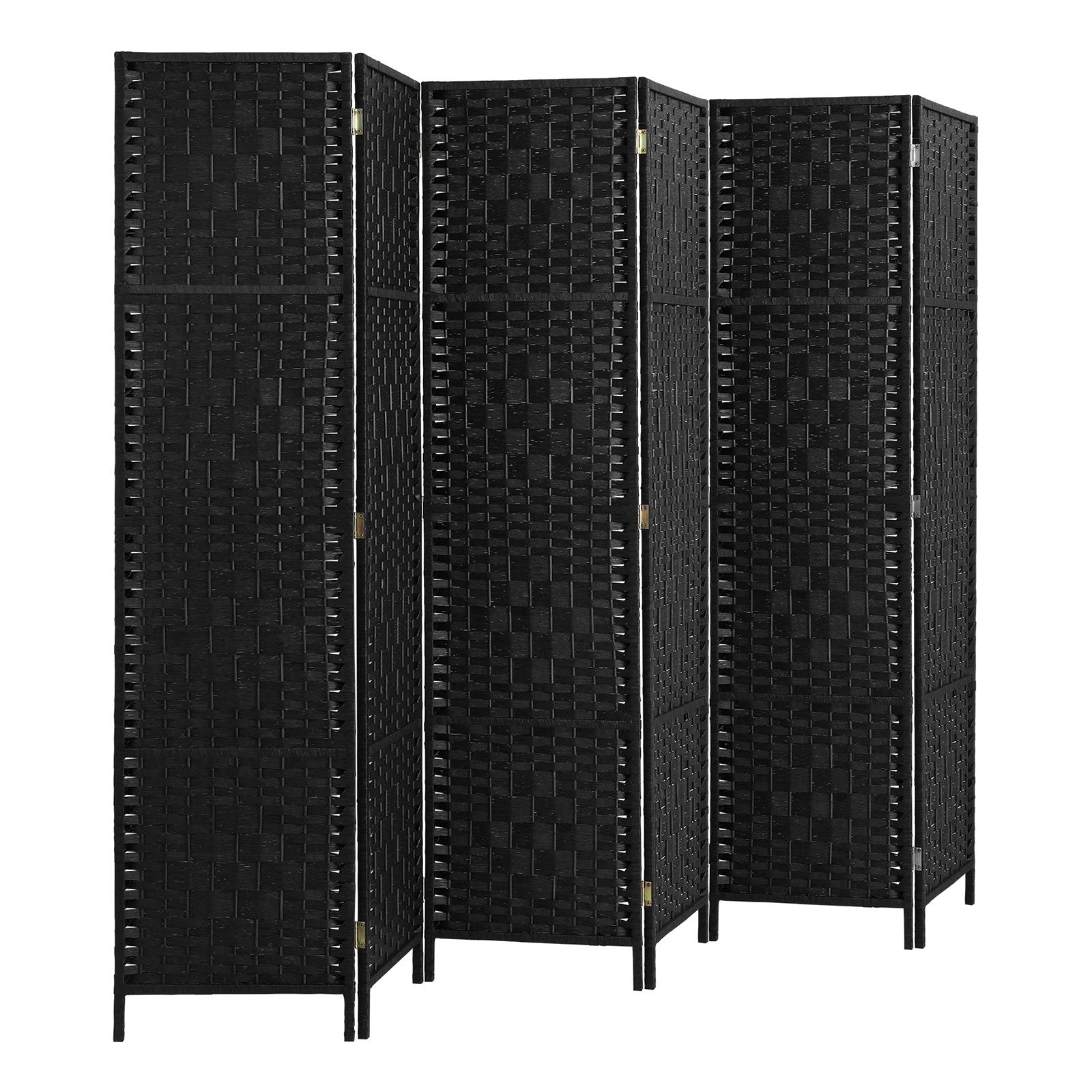 Oikiture 6 Panel Room Divider Screen Privacy Dividers Woven Wood Folding Black - Sunyee