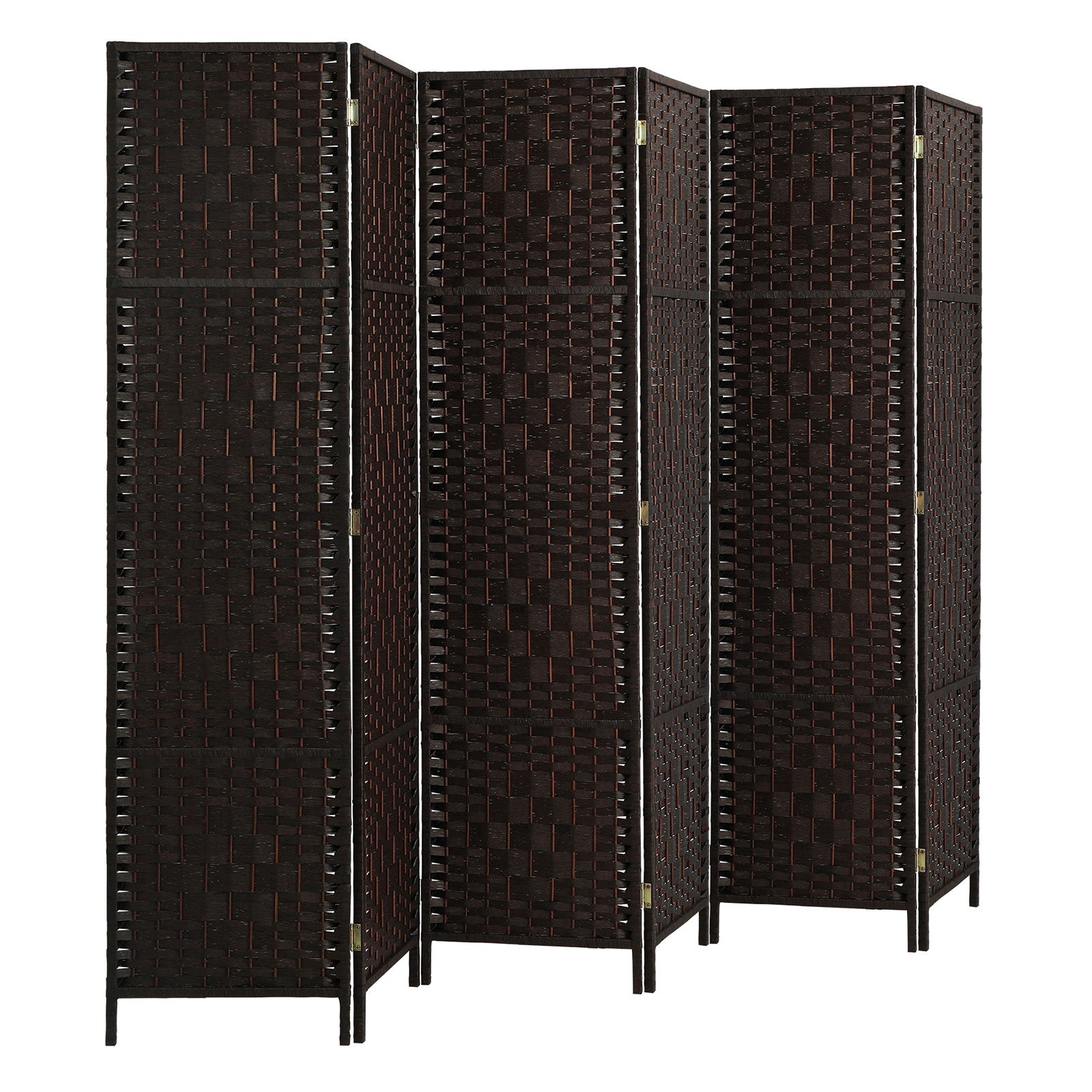 Oikiture 6 Panel Room Divider Screen Privacy Dividers Woven Wood Folding Brown - Sunyee