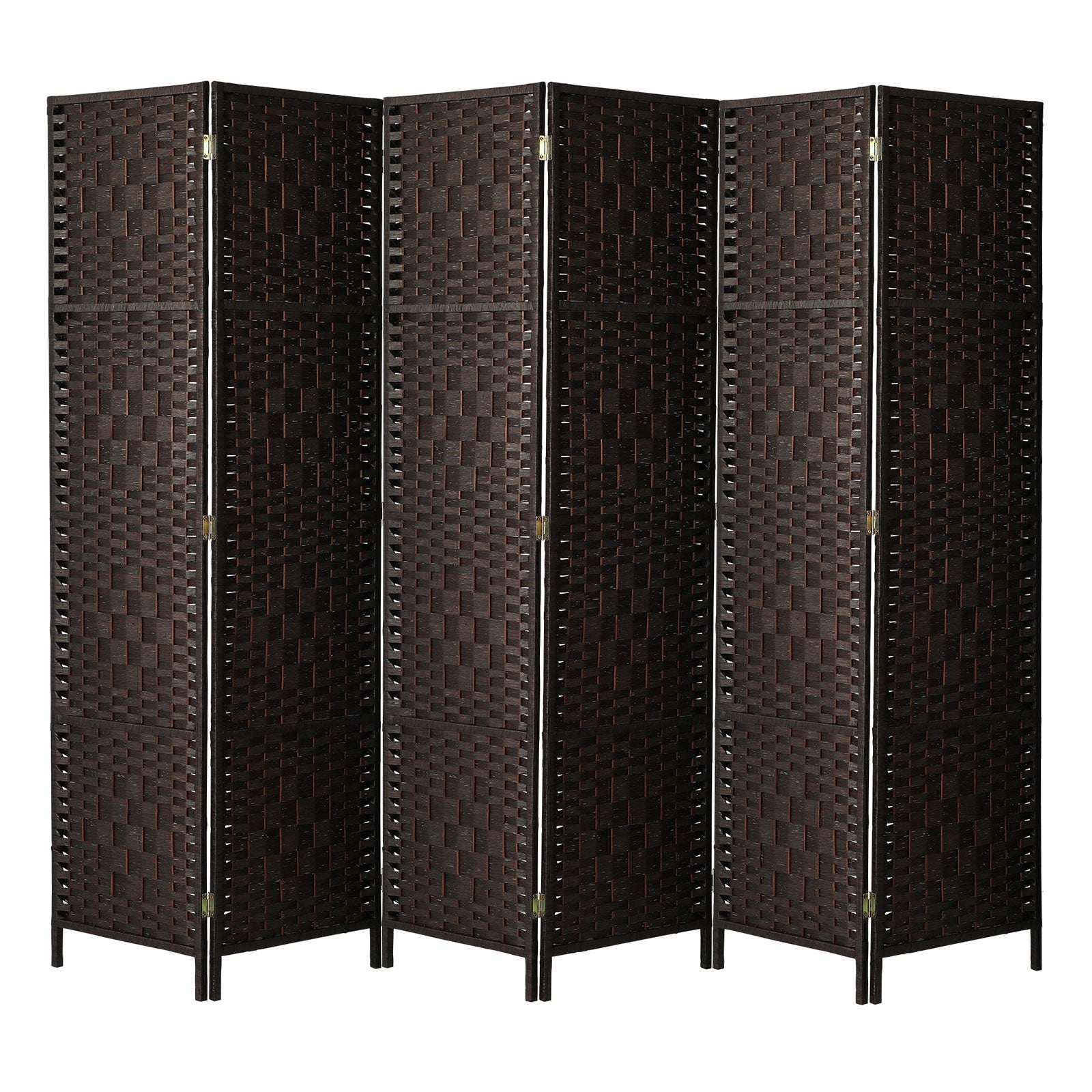 Oikiture 6 Panel Room Divider Screen Privacy Dividers Woven Wood Folding Brown - Sunyee