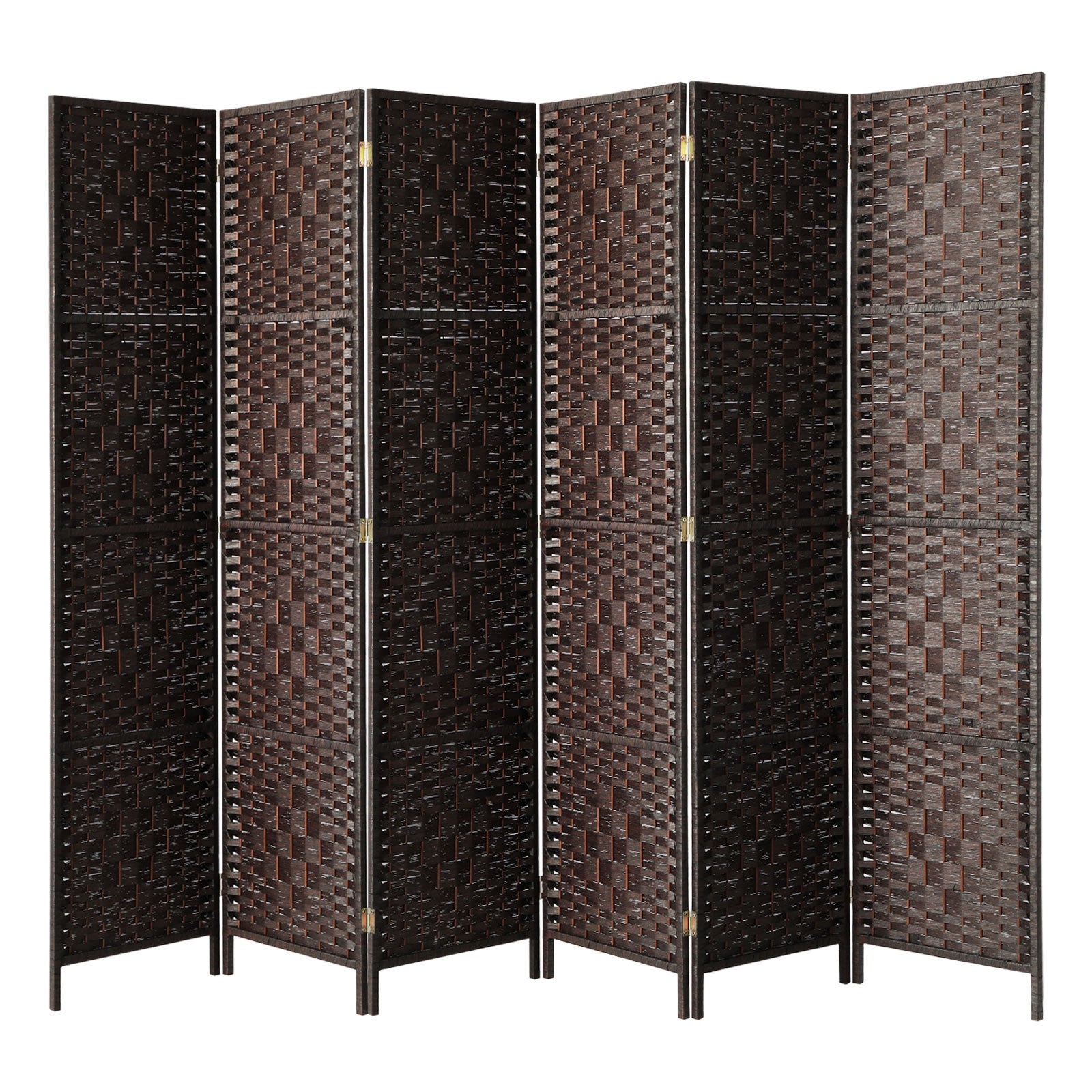 Oikiture 6 Panel Room Divider Screen Privacy Dividers Woven Wood Folding Brown - Sunyee