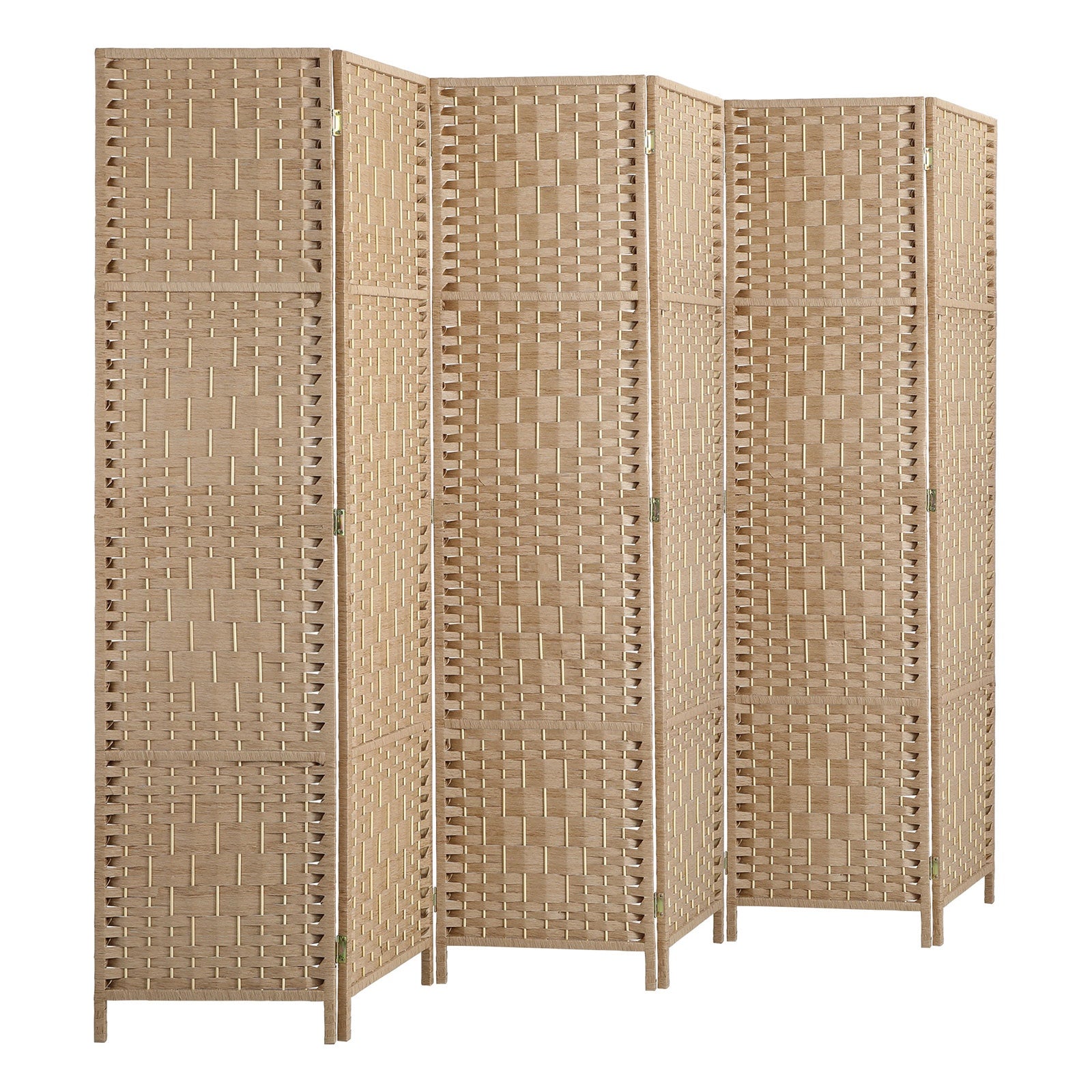 Oikiture 6 Panel Room Divider Privacy Screen Dividers Woven Wood Fold Stand - Sunyee