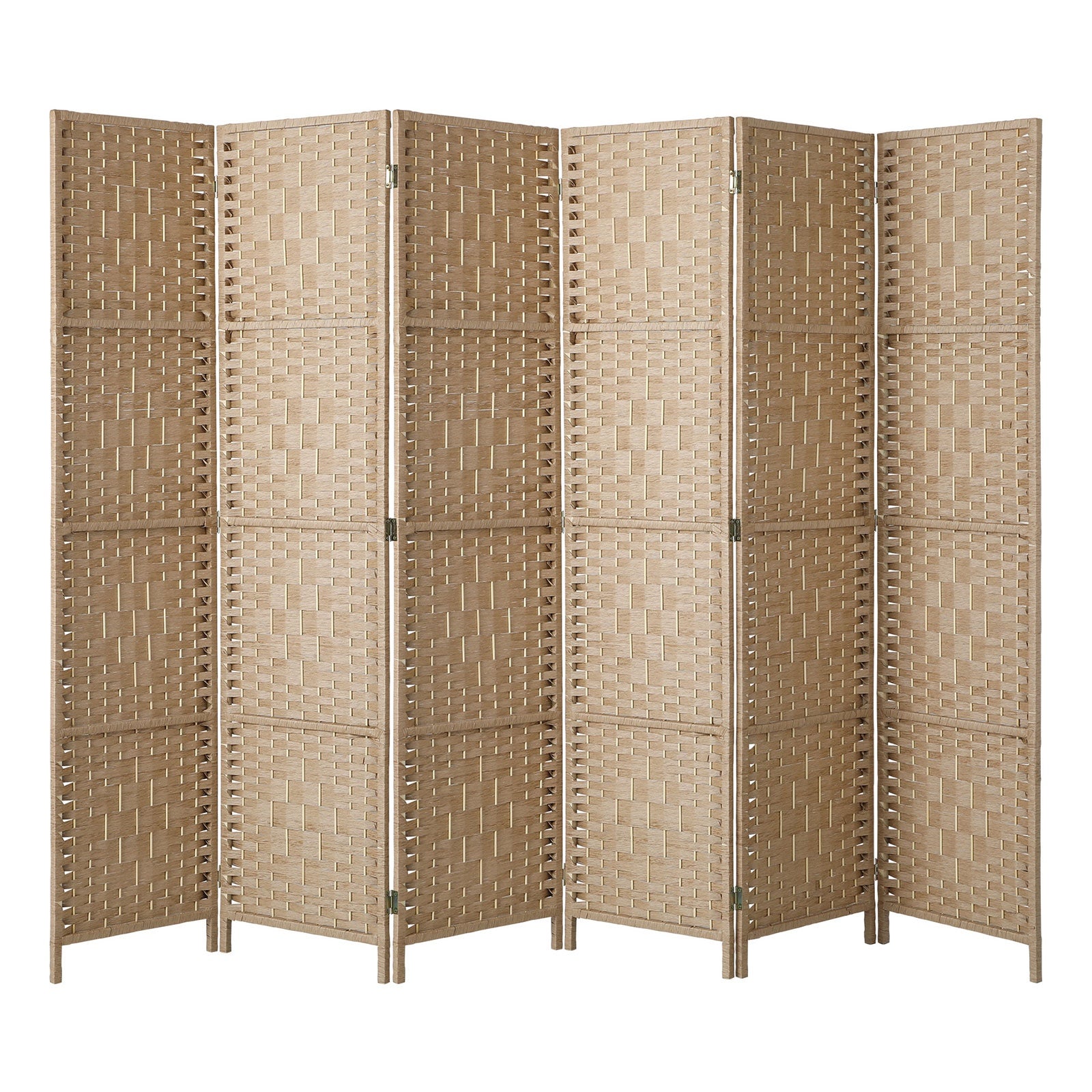 Oikiture 6 Panel Room Divider Privacy Screen Dividers Woven Wood Fold Stand - Sunyee