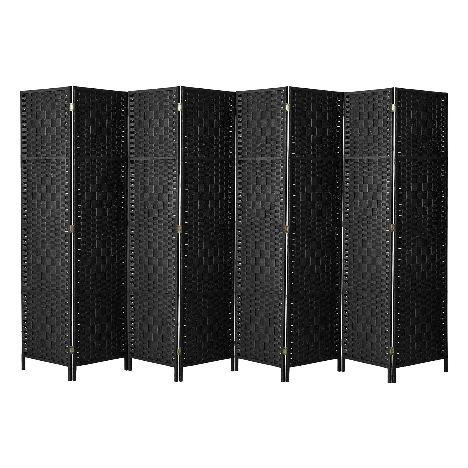 Oikiture 8 Panel Room Divider Screen Privacy Dividers Woven Wood Folding Black - Sunyee