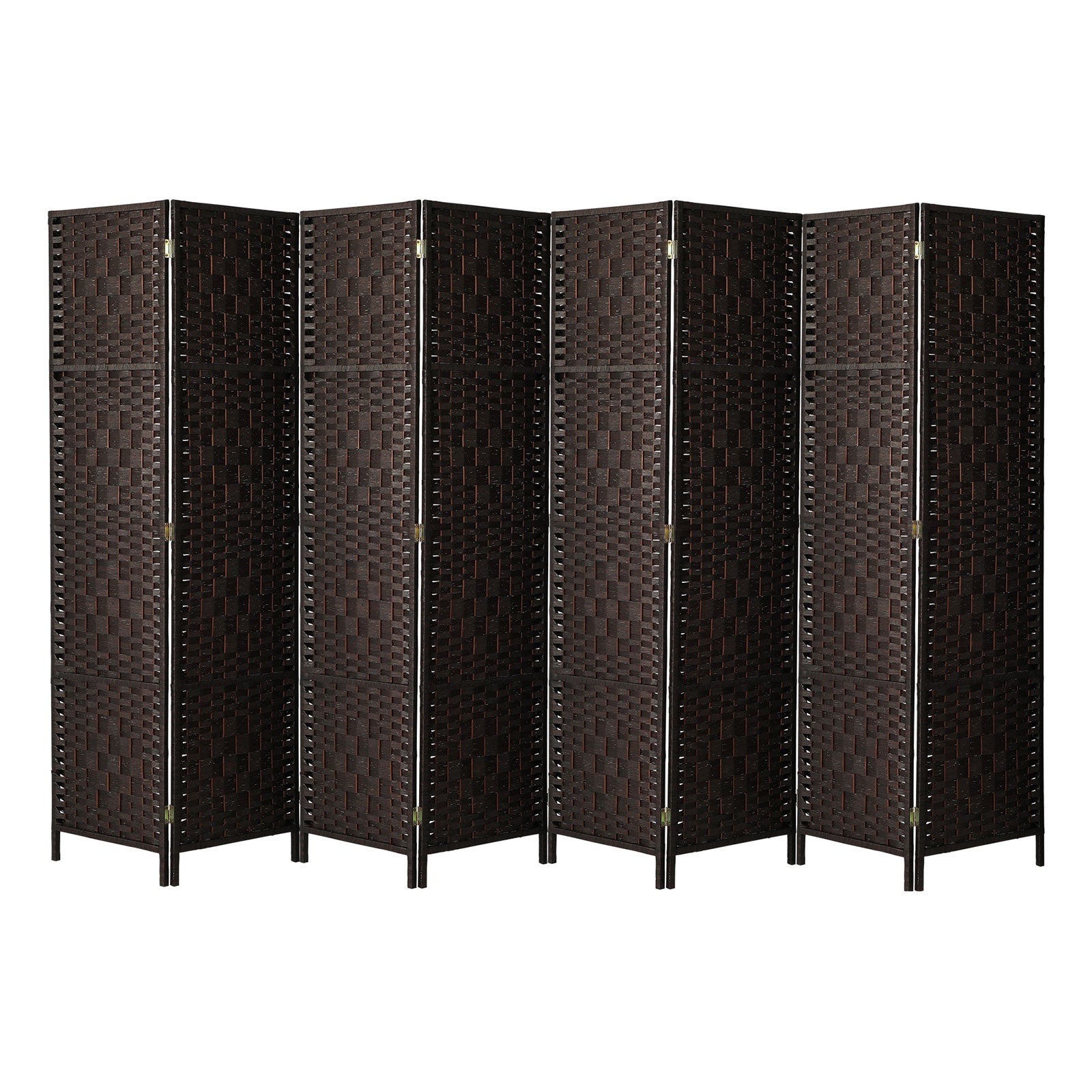 Oikiture 8 Panel Room Divider Screen Privacy Dividers Woven Wood Folding Brown - Sunyee