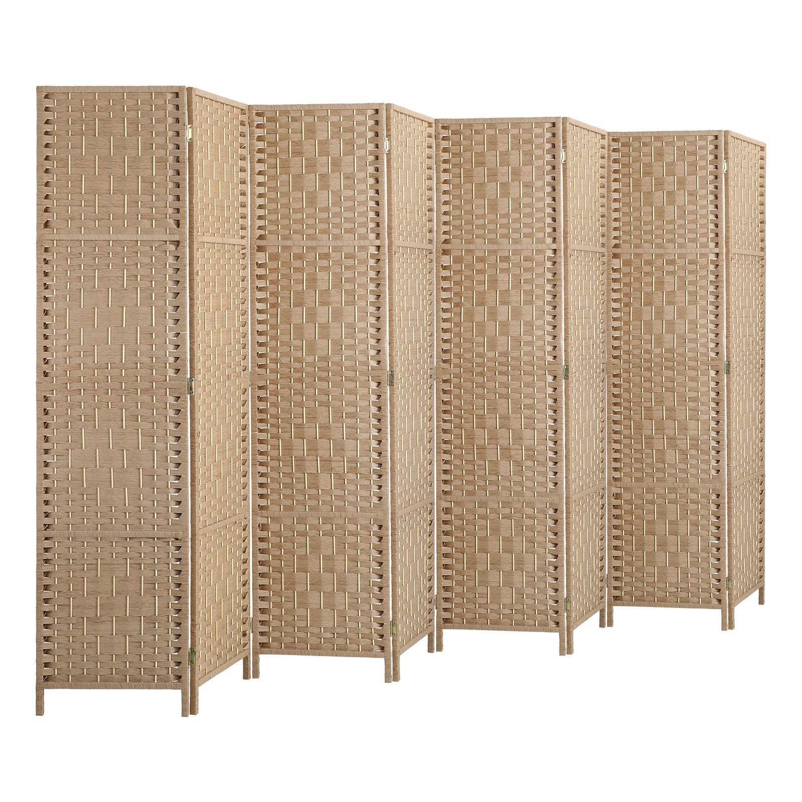 Oikiture 8 Panel Room Divider Privacy Screen Dividers Woven Wood Fold Stand - Sunyee