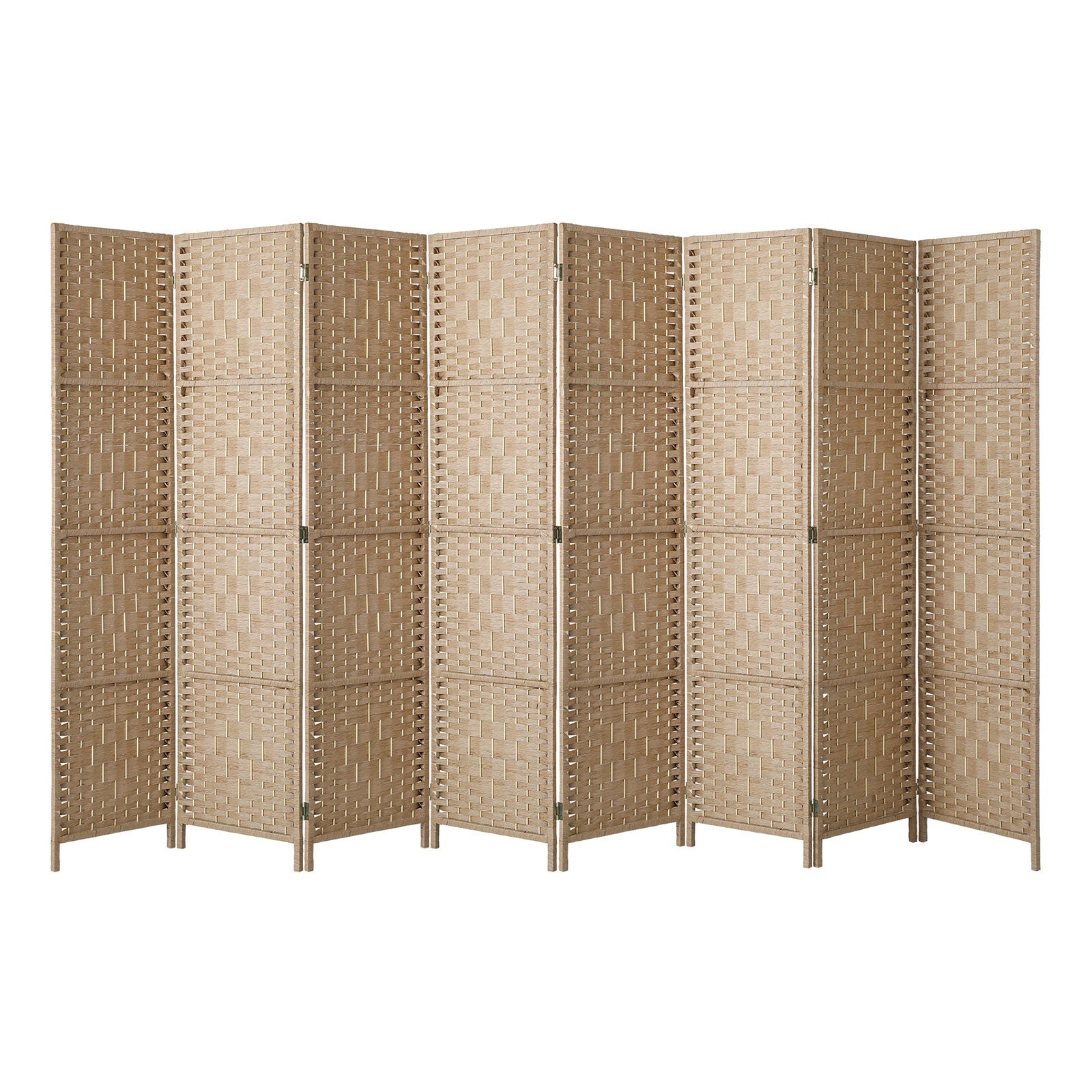 Oikiture 8 Panel Room Divider Privacy Screen Dividers Woven Wood Fold Stand - Sunyee