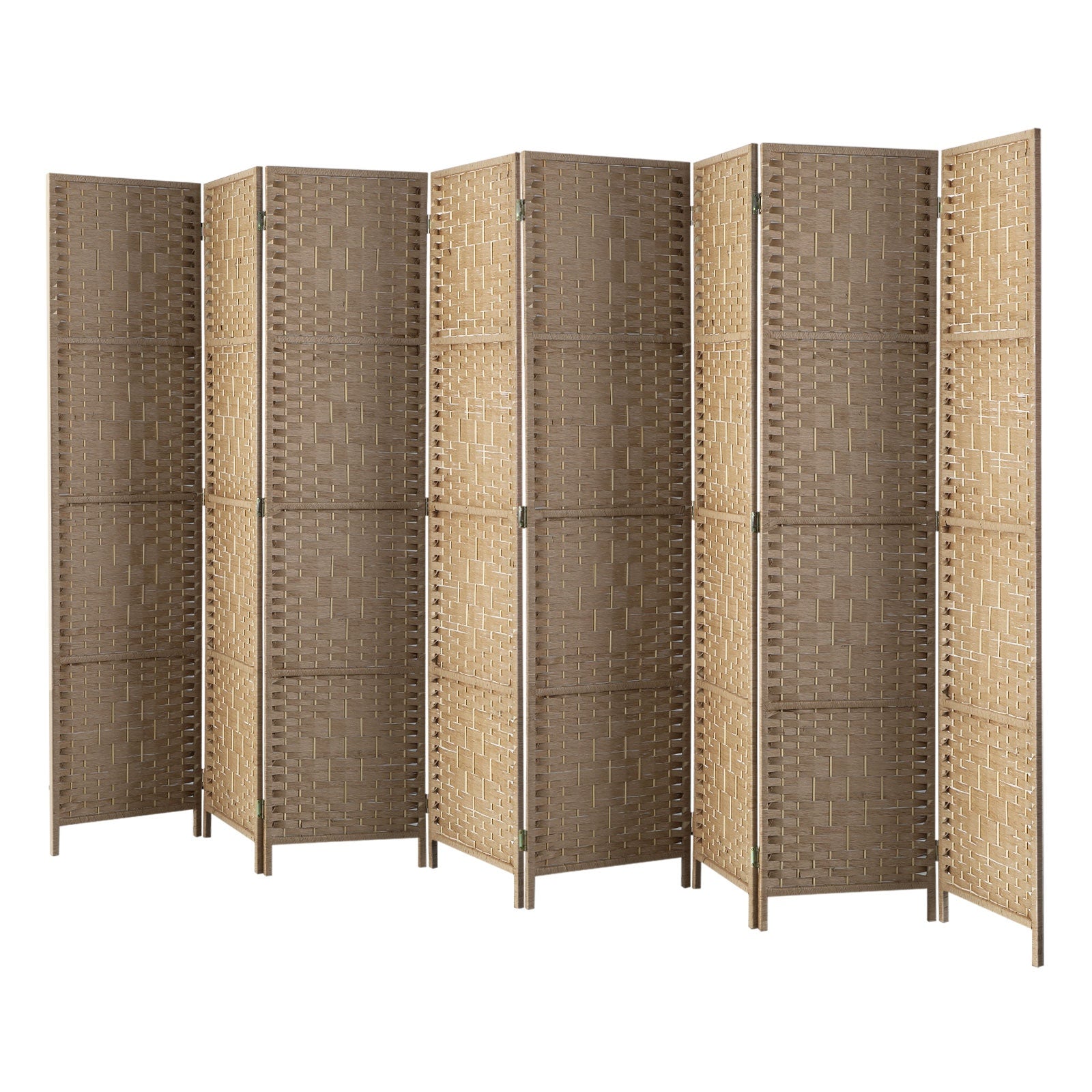 Oikiture 4/6/8 Panel Room Divider Privacy Screen Dividers Woven Wood Fold Stand - Sunyee