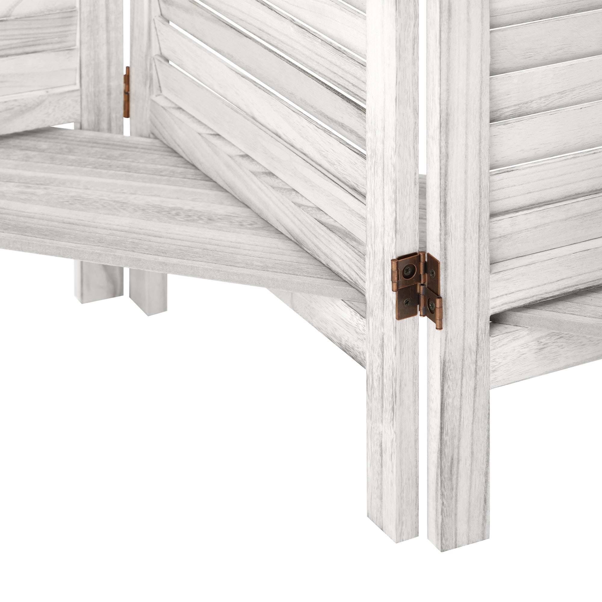 Oikiture 4 Panel Room Divider Privacy Screen With Shelves Timber Wooden White - Sunyee
