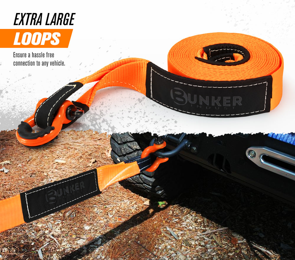 8PC Recovery Kit 9M Kinetic Rope Snatch Strap Hitch Receiver Shackles - Sunyee