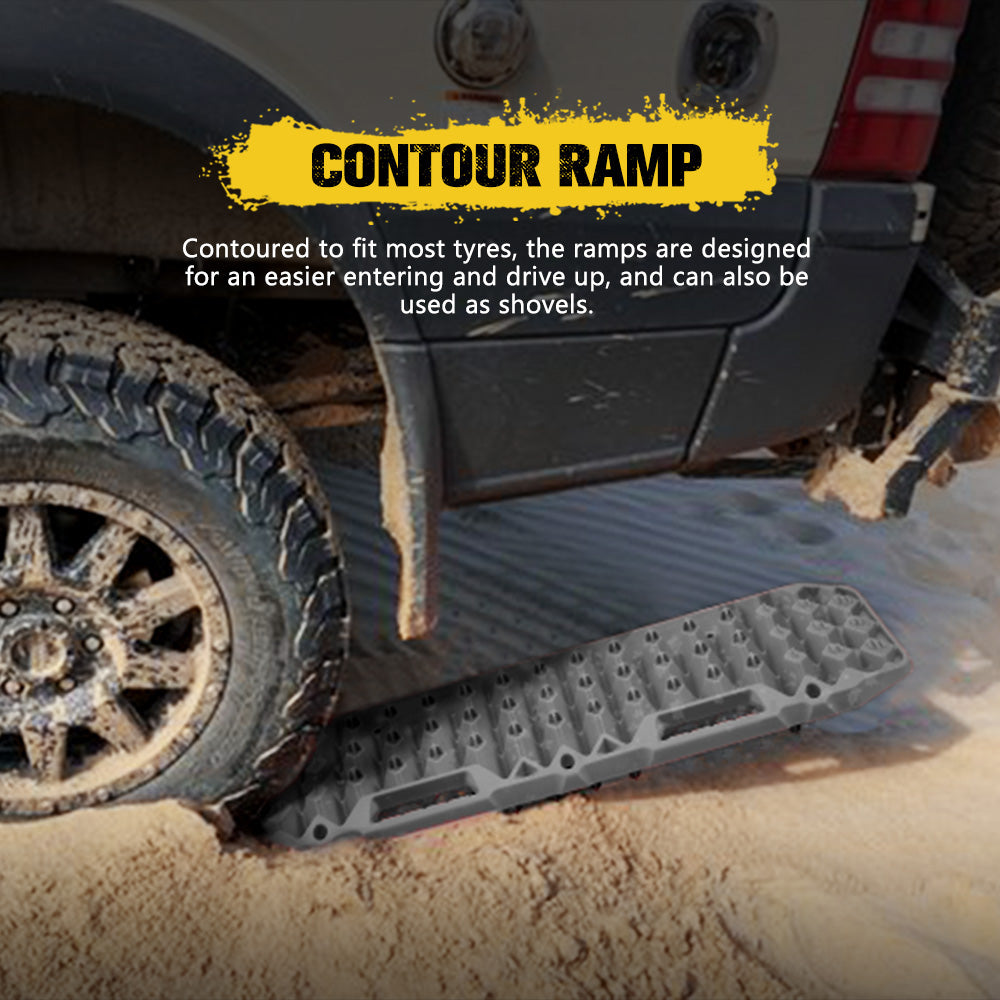 Bunker Indust 2PCS Recovery Tracks Board 10T Sand Mud Snow Traction Boards Grey