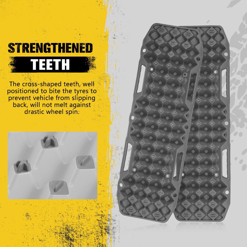 Bunker Indust 2PCS Recovery Tracks Board 10T Sand Mud Snow Traction Boards Grey