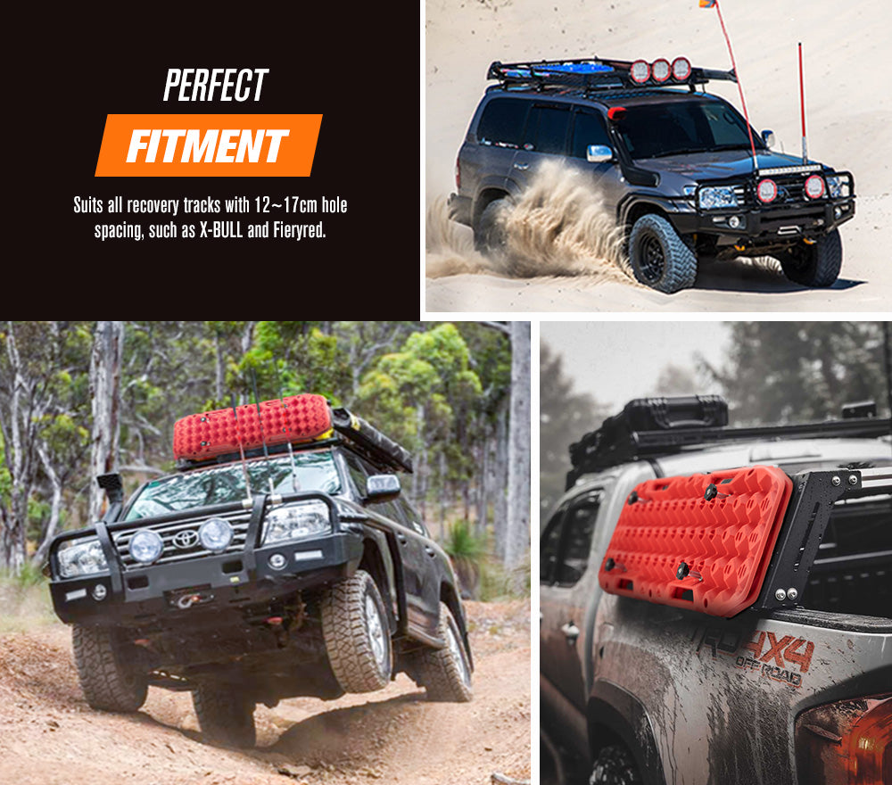 Bunker Indust Recovery Tracks Mounting Kit 4 Pins Track Holder Brackets Roof Rack Mounts - Sunyee