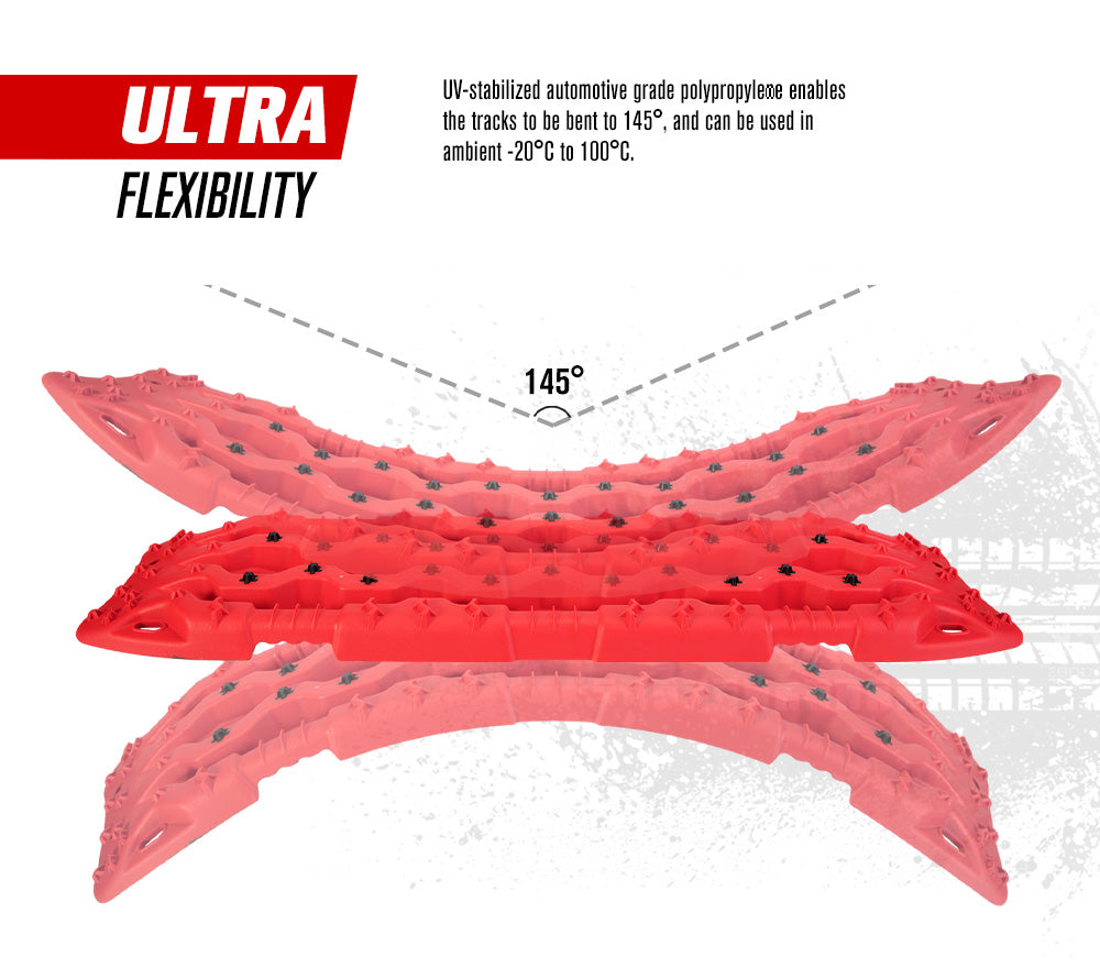 Fieryred Recovery Tracks 15T Board 4WD Vehicle Sand/Snow/Mud 1 Pair Red - Sunyee