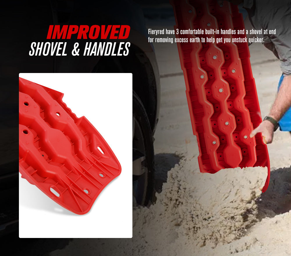 Fieryred Recovery Tracks 15T Board 4WD Vehicle Sand/Snow/Mud 1 Pair Red - Sunyee