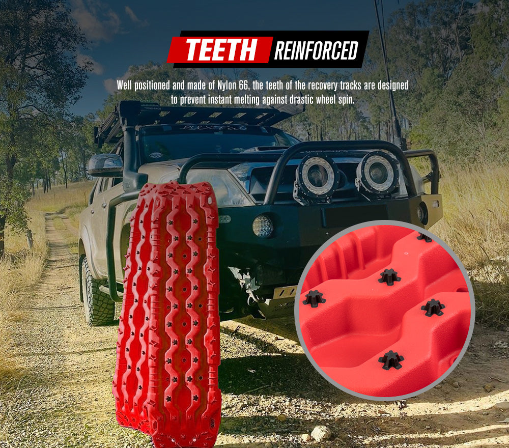 Fieryred Recovery Tracks 15T Board 4WD Vehicle Sand/Snow/Mud 1 Pair Red - Sunyee